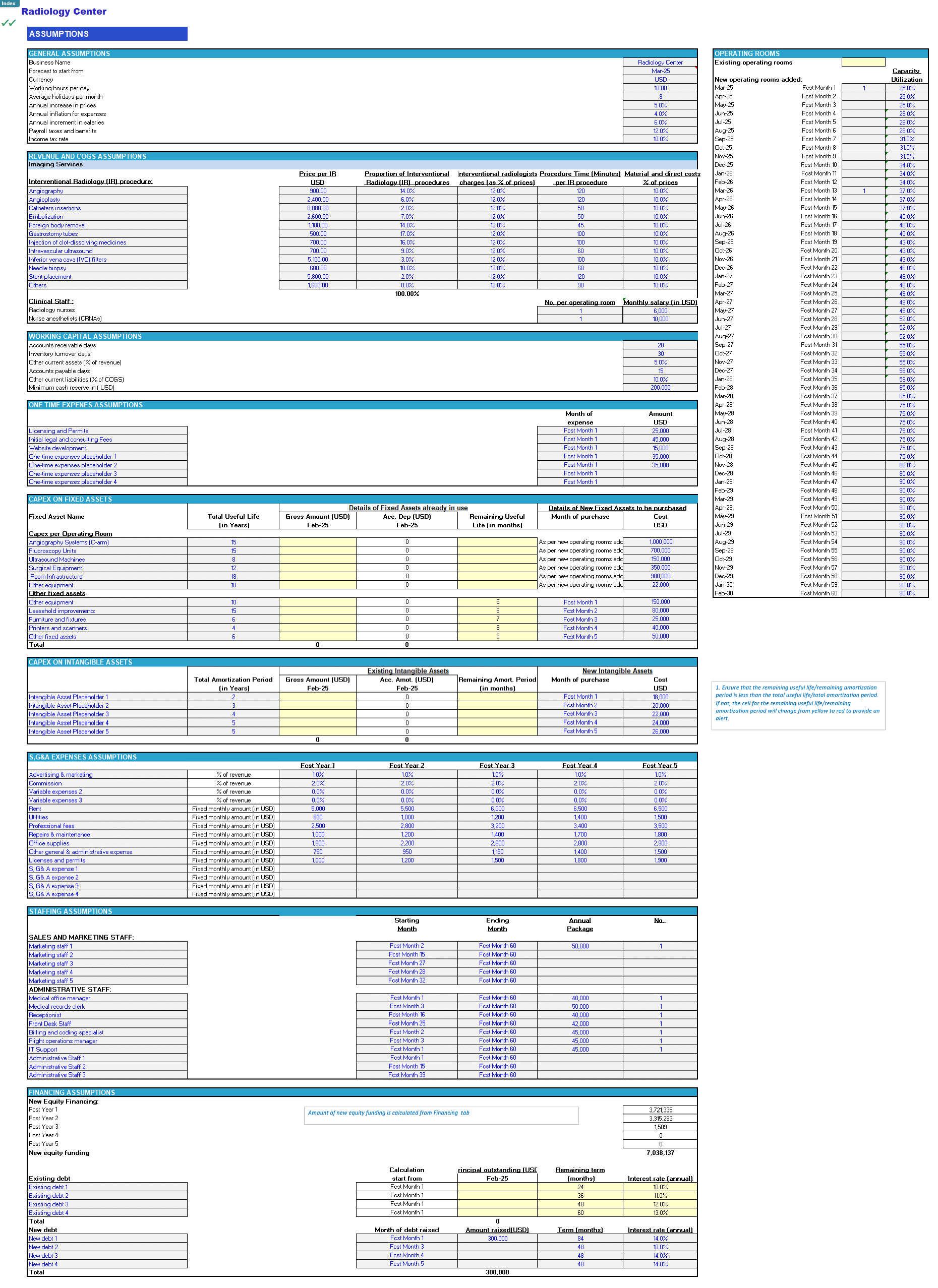 Radiology Center Monthly 5-Year Financial Model (Lite version) (Excel template (XLSX)) Preview Image