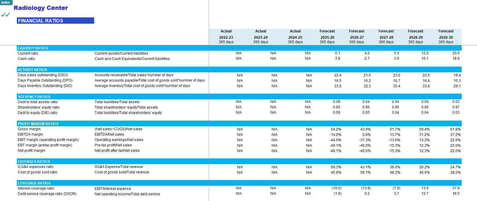 Radiology Center Monthly 5-Year Financial Model (Lite version) (Excel template (XLSX)) Preview Image