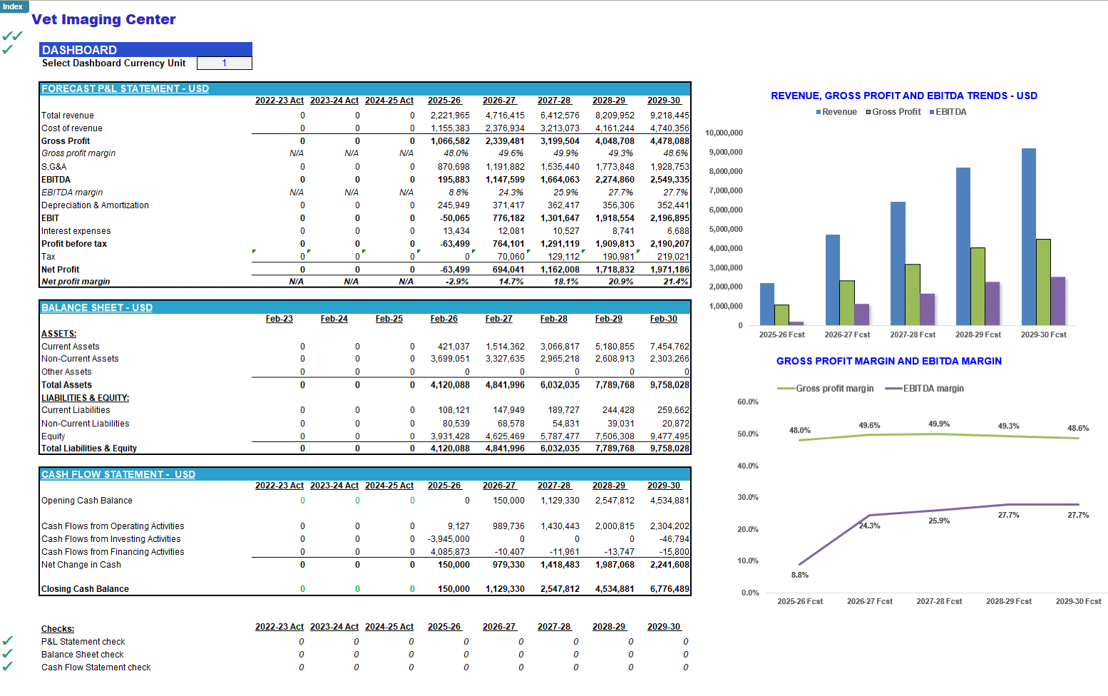 Veterinary Imaging Center Financial Model (Lite version) (Excel template (XLSX)) Preview Image