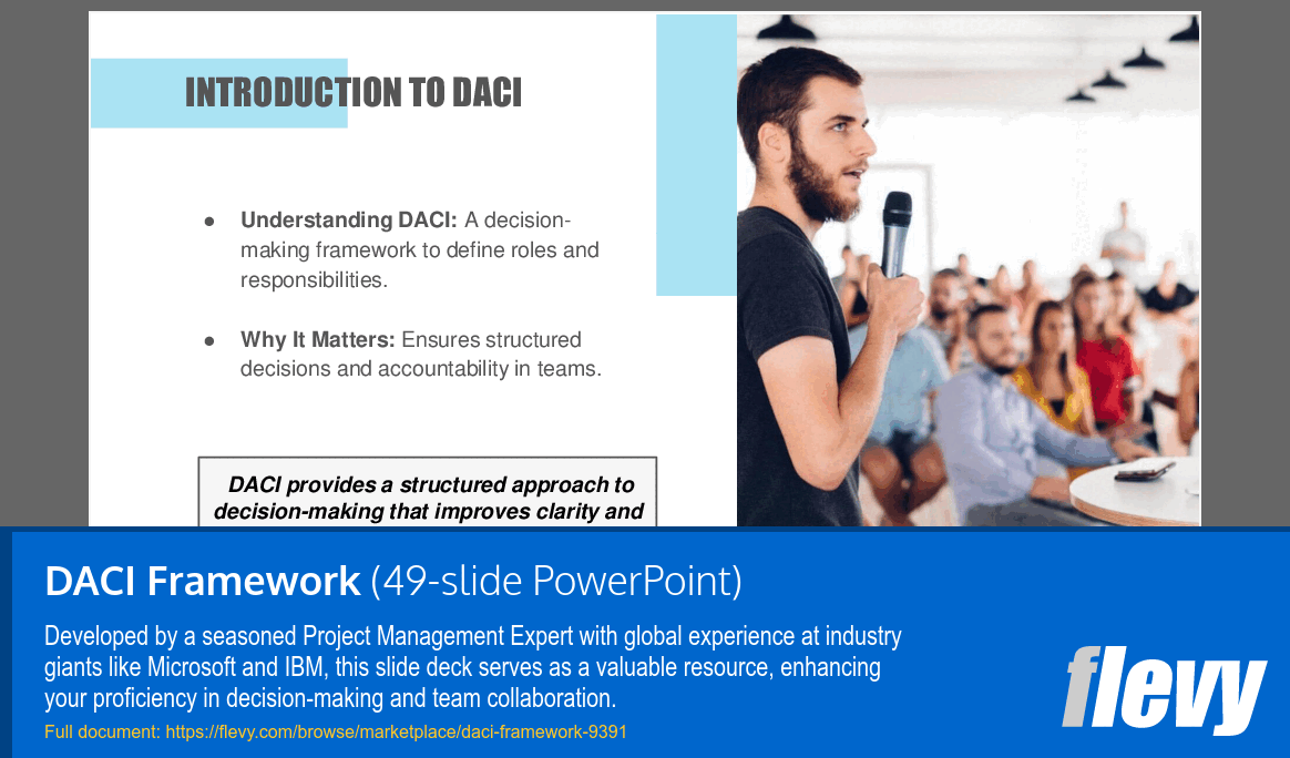 DACI (Driver, Approver, Contributor, Informed) Framework (49-slide PPT PowerPoint presentation (PPTX)) Preview Image