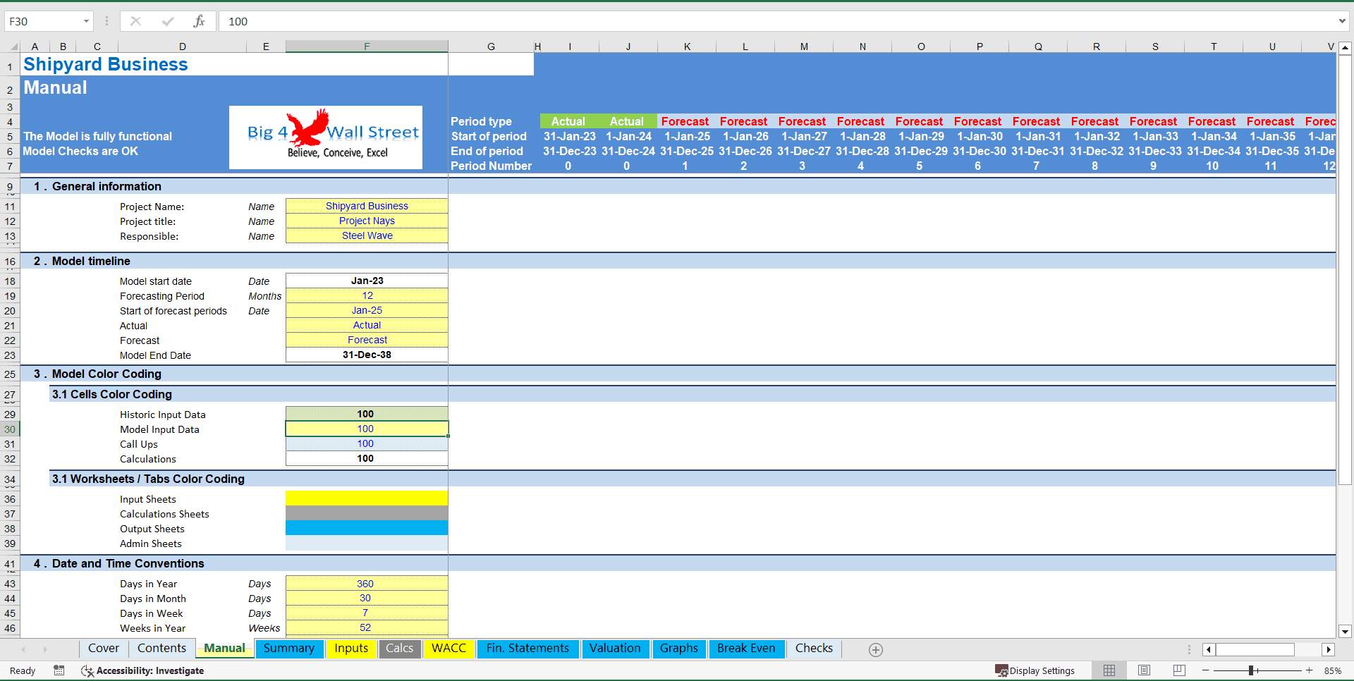 Shipyard Business Financial Model (10+ Year DCF and Valuation) (Excel template (XLSX)) Preview Image