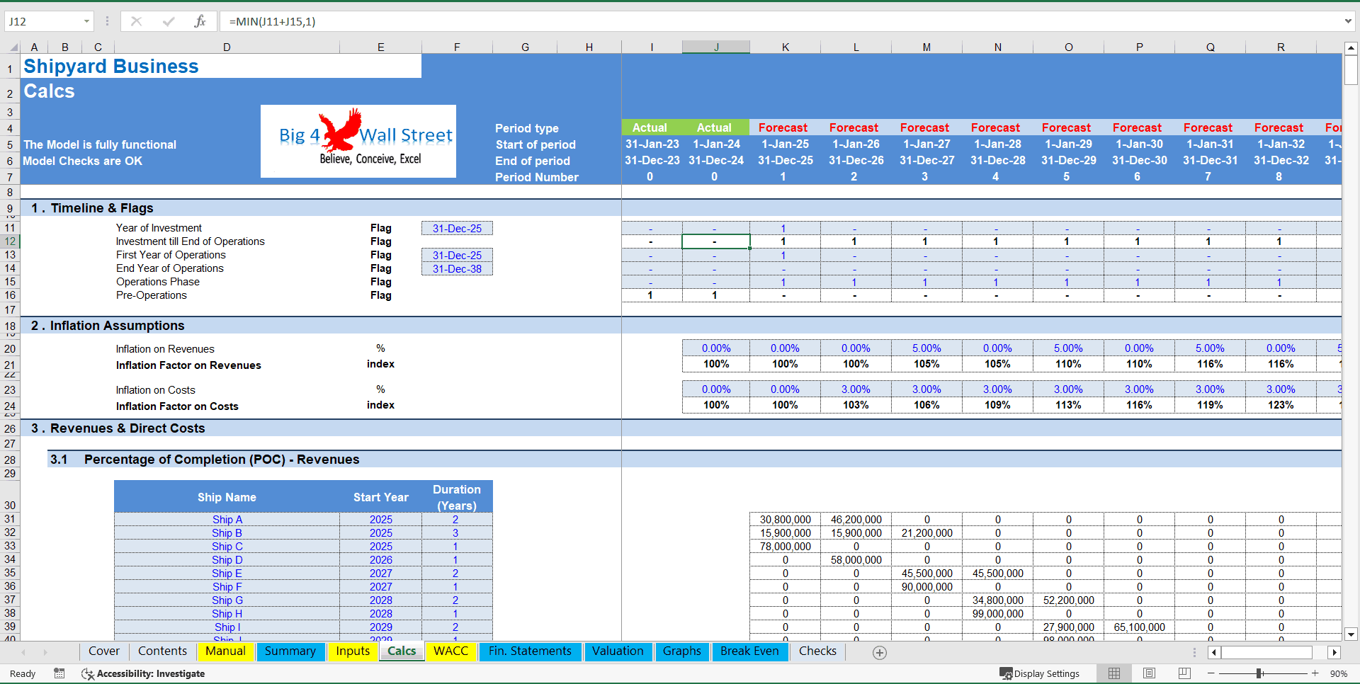 Shipyard Business Financial Model (10+ Year DCF and Valuation) (Excel template (XLSX)) Preview Image