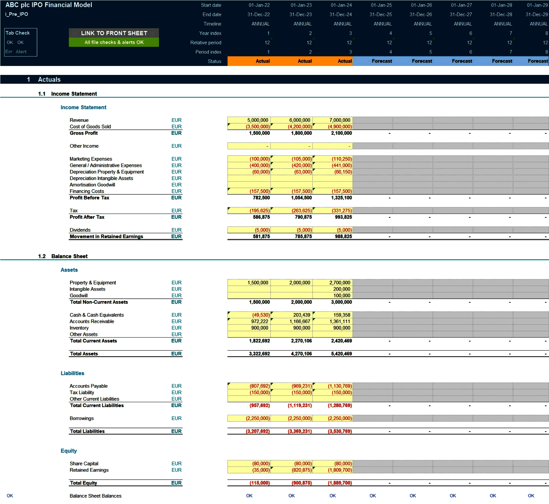 Initial Public Offering (IPO) Financial Projection Model (Excel template (XLSX)) Preview Image