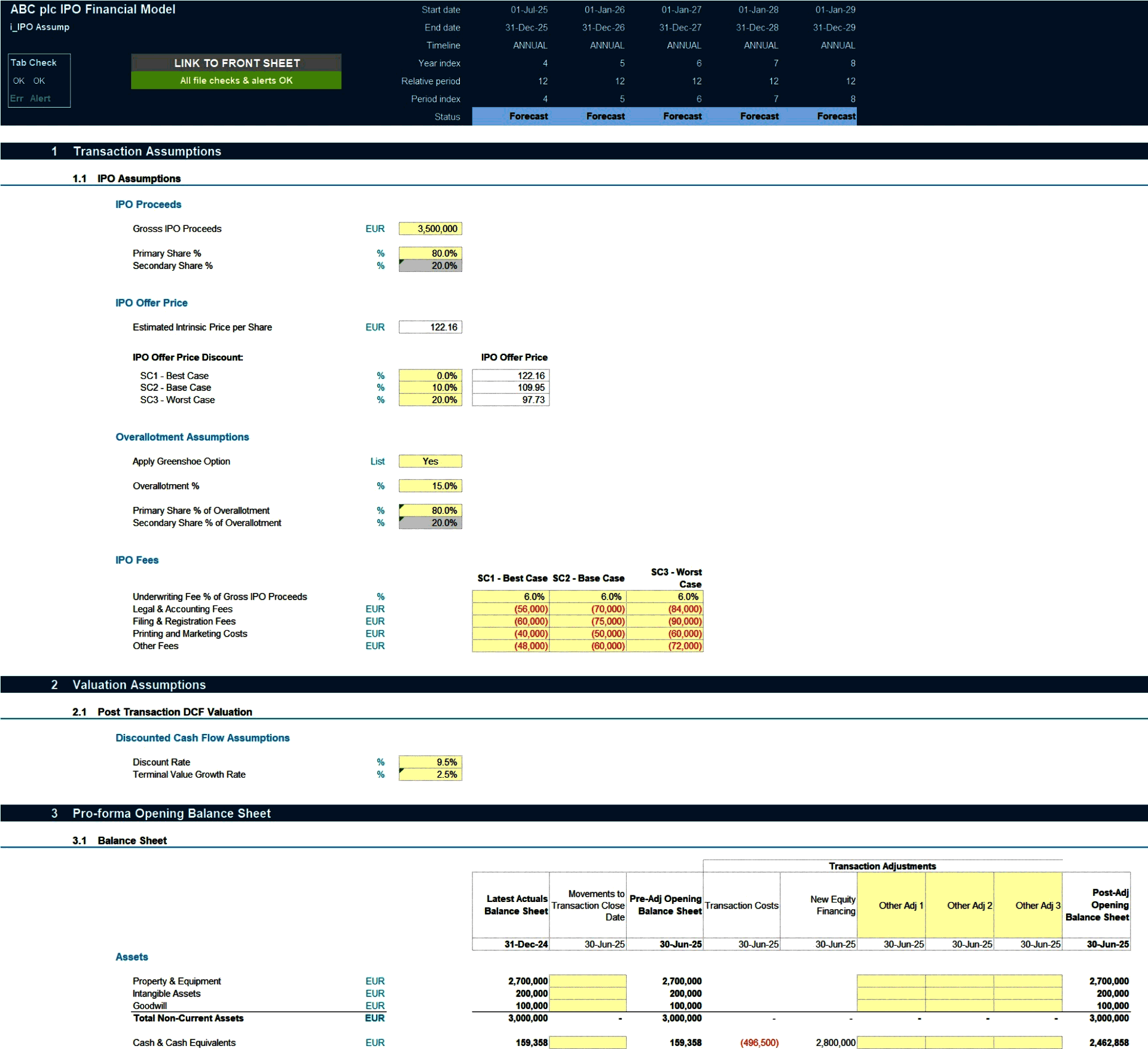 Initial Public Offering (IPO) Financial Projection Model (Excel template (XLSX)) Preview Image