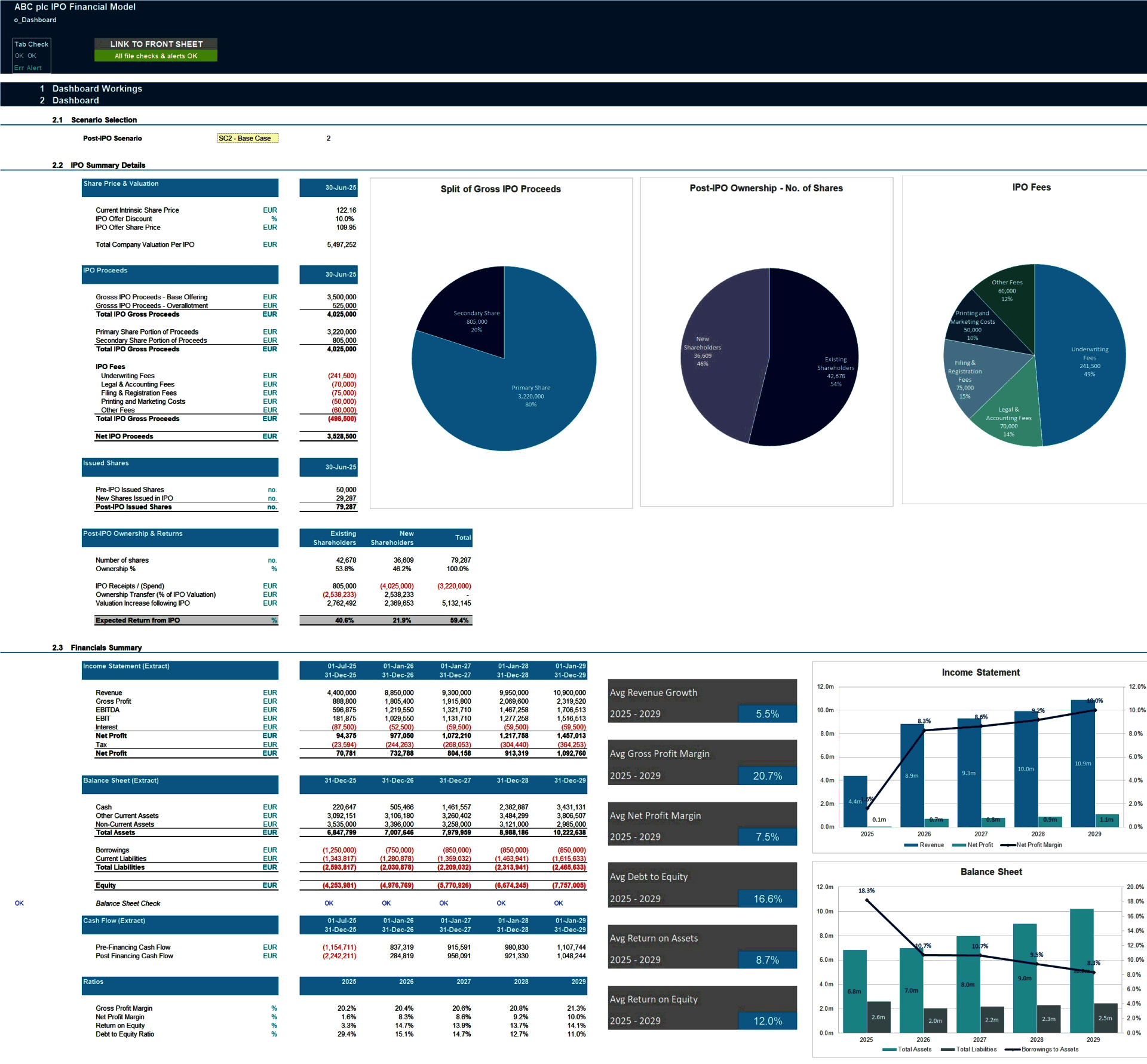 Initial Public Offering (IPO) Financial Projection Model (Excel template (XLSX)) Preview Image