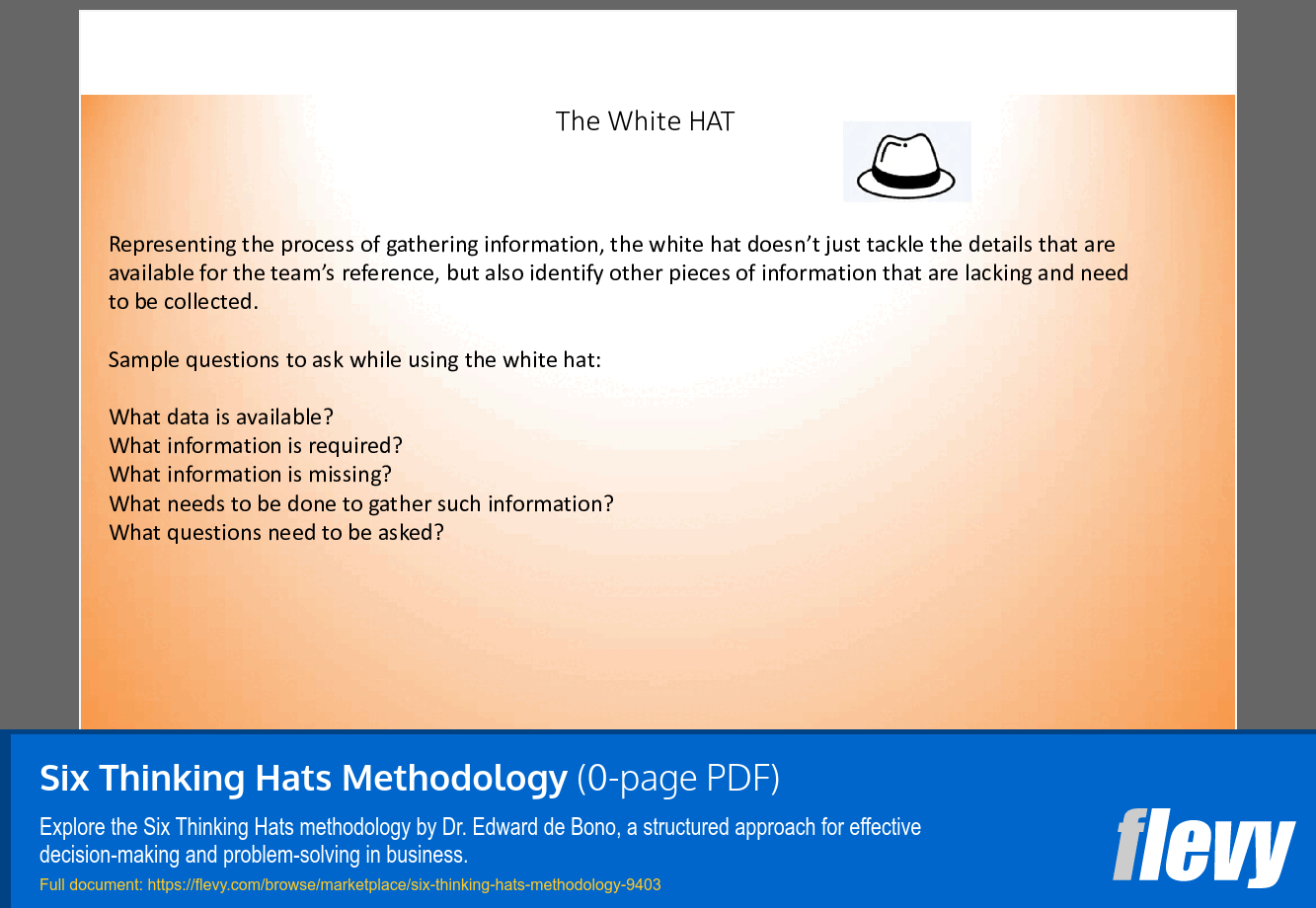 Six Thinking Hats Methodology (23-page PDF document) Preview Image