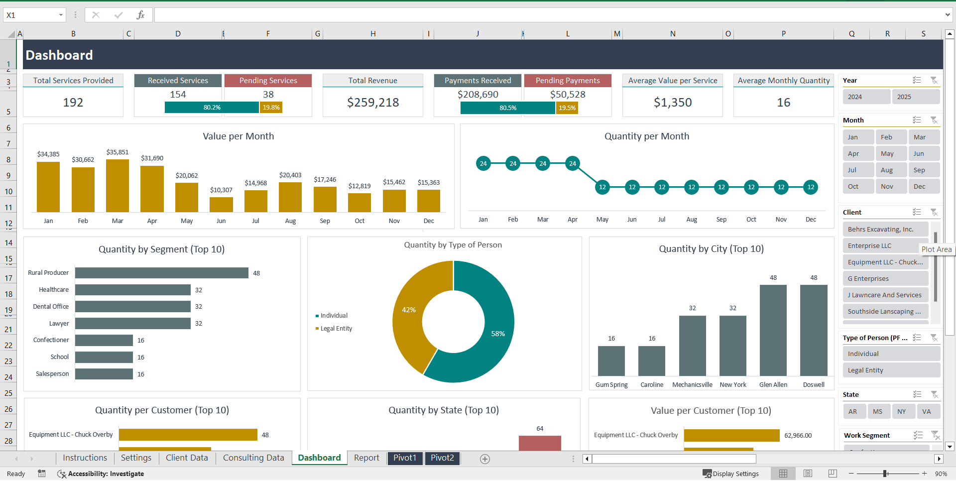 Consulting Services Control Spreadsheet (Excel template (XLSX)) Preview Image