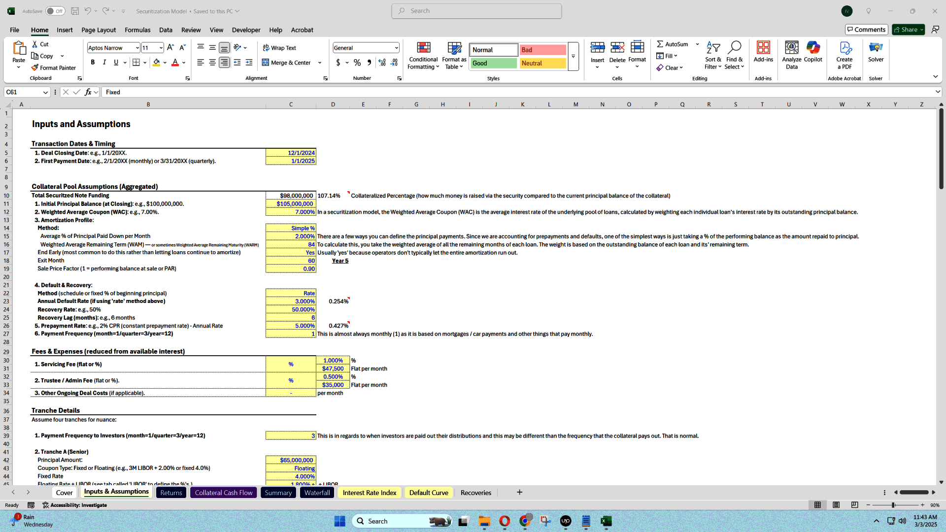 Securitization Model (Excel template (XLSX)) Preview Image