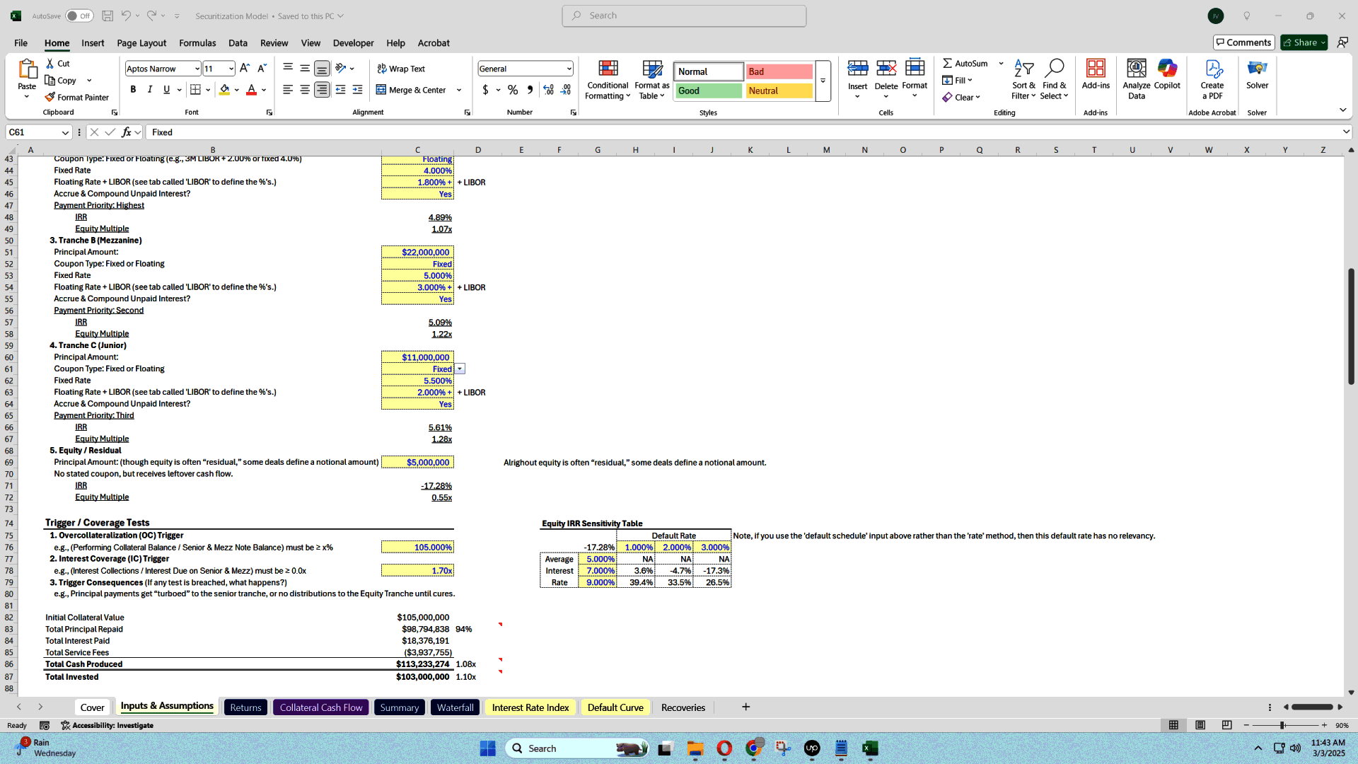 Securitization Model (Excel template (XLSX)) Preview Image