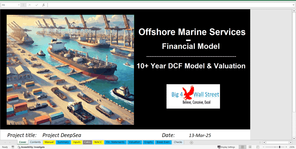 Offshore Marine Services Financial Model (10+ Year DCF Valuation) (Excel template (XLSX)) Preview Image