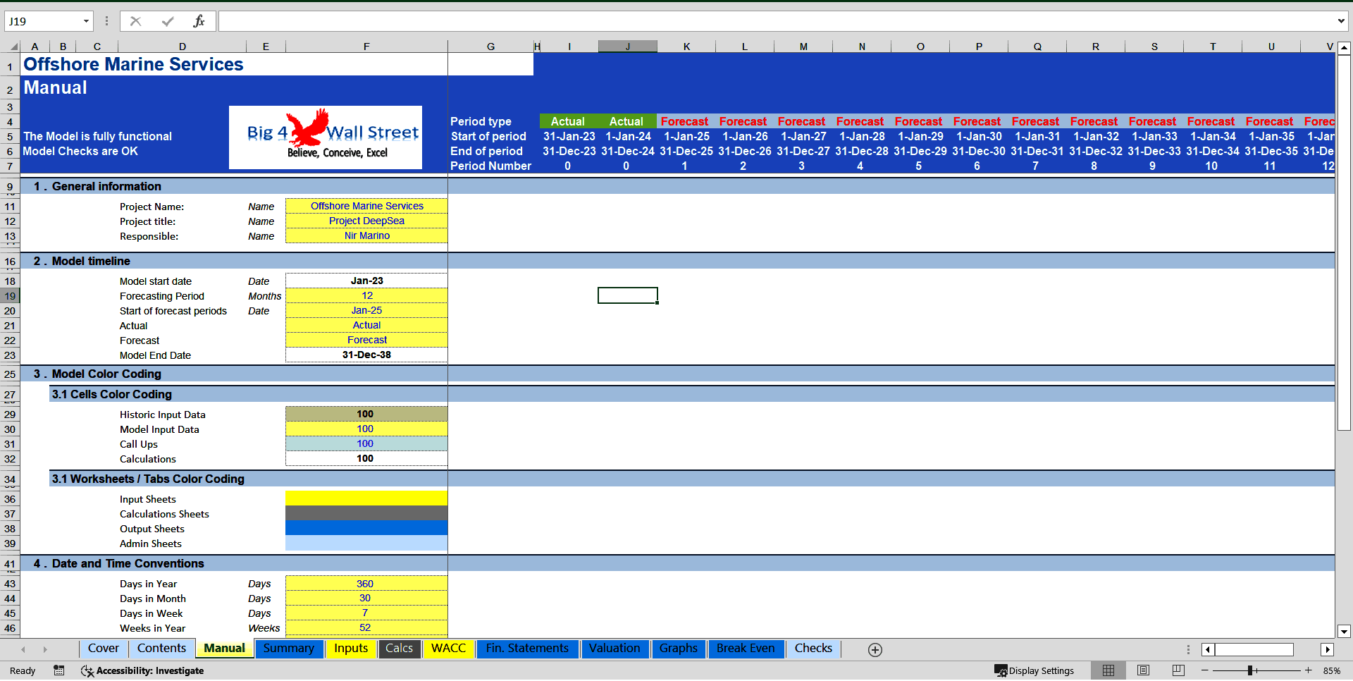 Offshore Marine Services Financial Model (10+ Year DCF Valuation) (Excel template (XLSX)) Preview Image