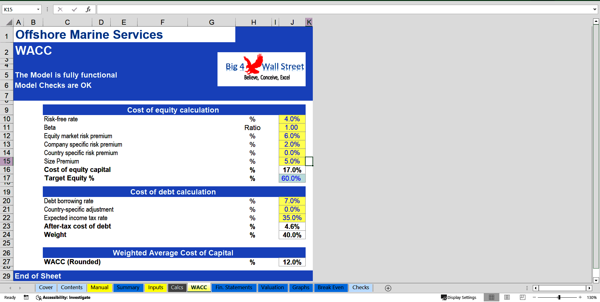 Offshore Marine Services Financial Model (10+ Year DCF Valuation) (Excel template (XLSX)) Preview Image