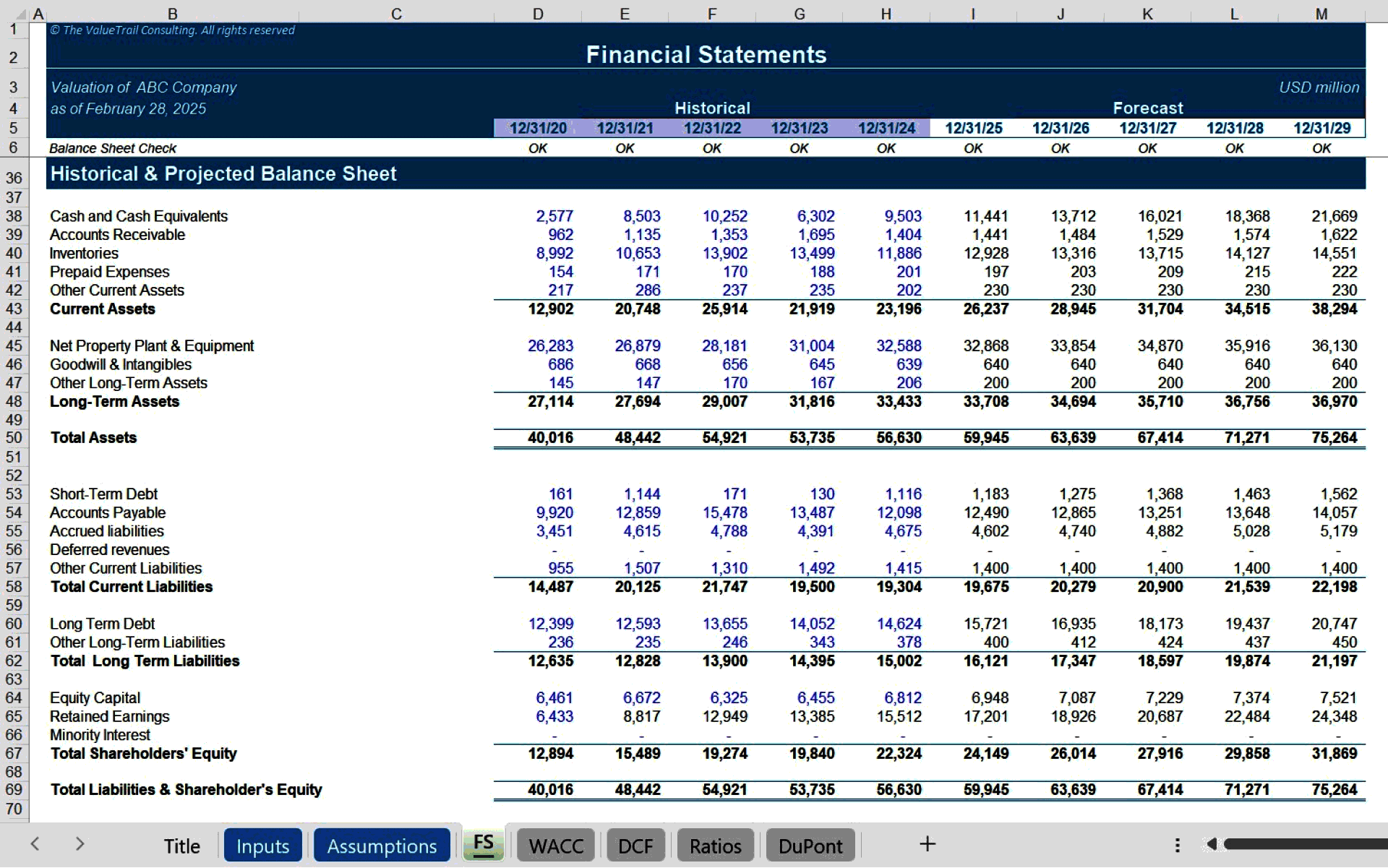 DCF Business Valuation Model with FS & Sensitivity Analysis (Excel template (XLSX)) Preview Image