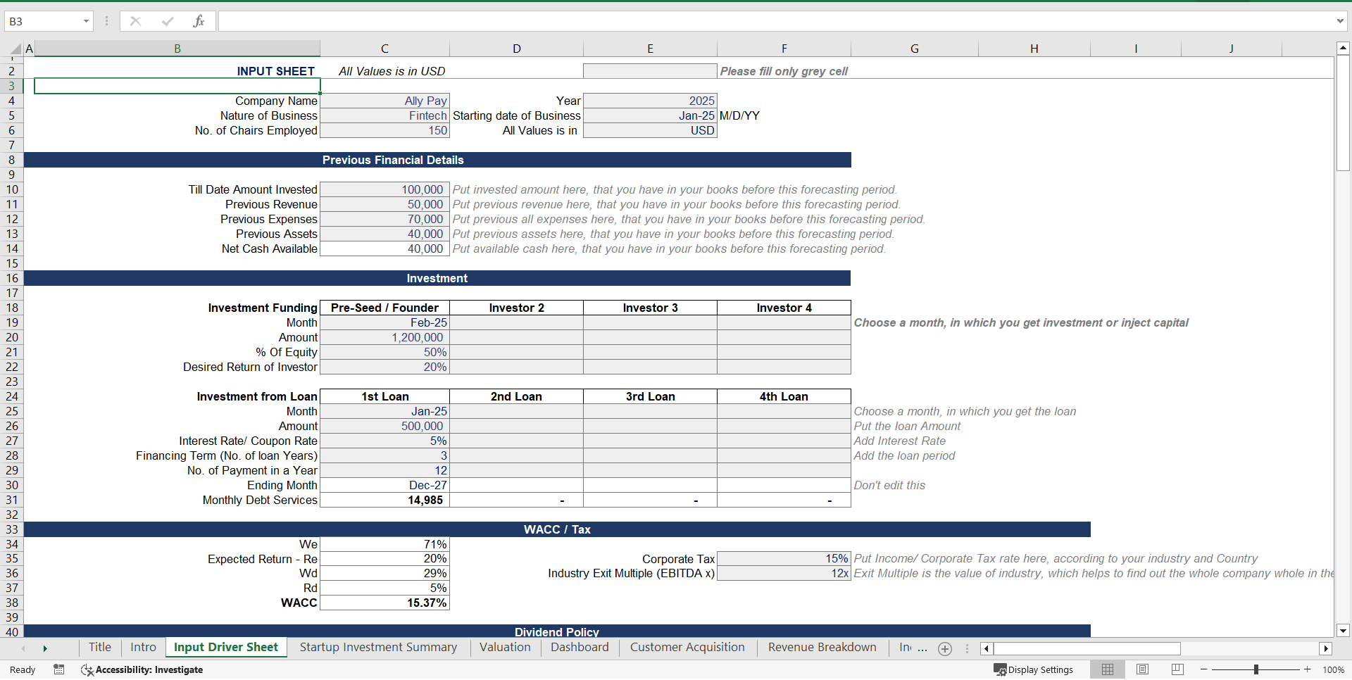 Fintech (Payments) Financial Model Excel Template  (Excel template (XLSX)) Preview Image