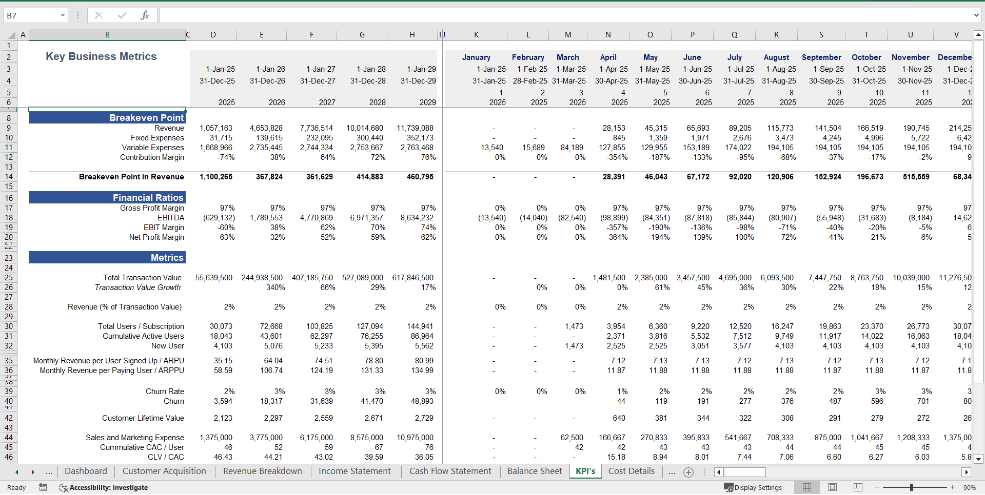 Fintech (Payments) Financial Model Excel Template  (Excel template (XLSX)) Preview Image