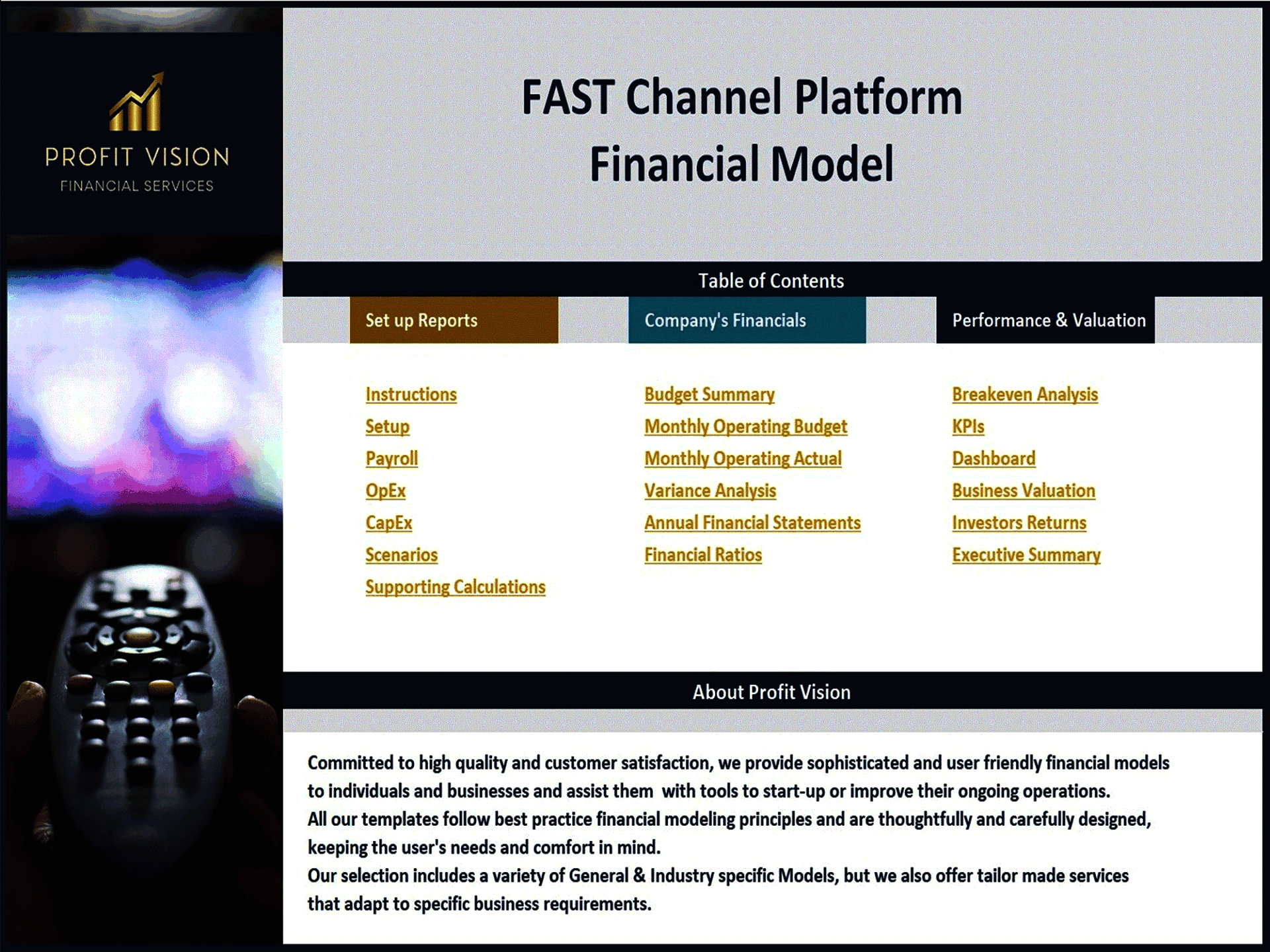 Free Ad-Supported TV (FAST) Platform – 10 Year Financial Model (Excel template (XLSX)) Preview Image