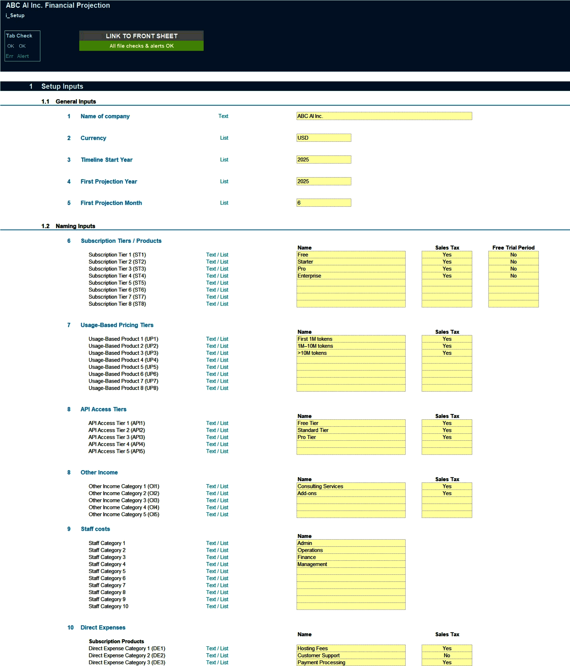 AI Platform Business 5-Year 3 Statement Financial Model (Excel template (XLSX)) Preview Image