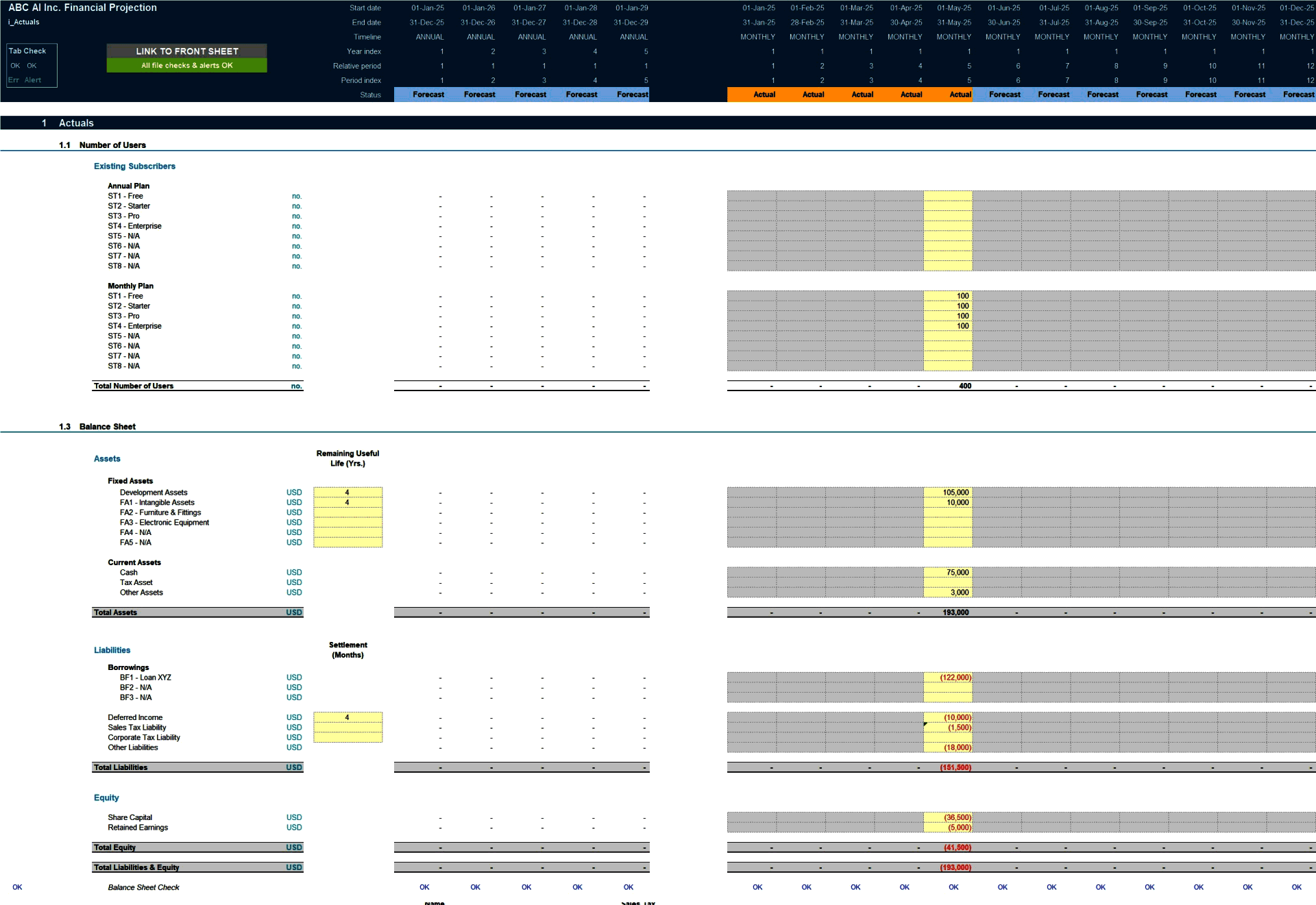 AI Platform Business 5-Year 3 Statement Financial Model (Excel template (XLSX)) Preview Image