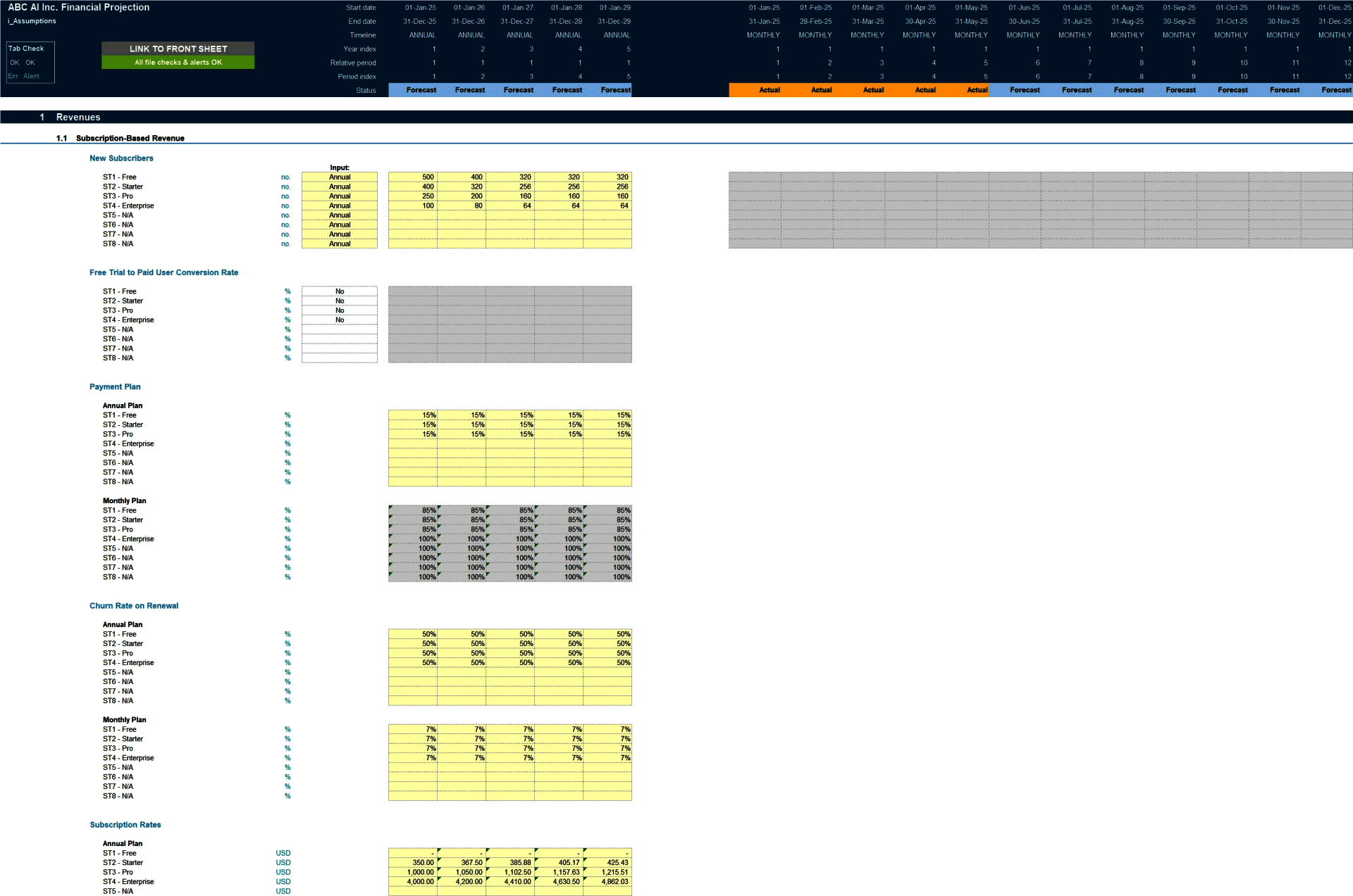AI Platform Business 5-Year 3 Statement Financial Model (Excel template (XLSX)) Preview Image