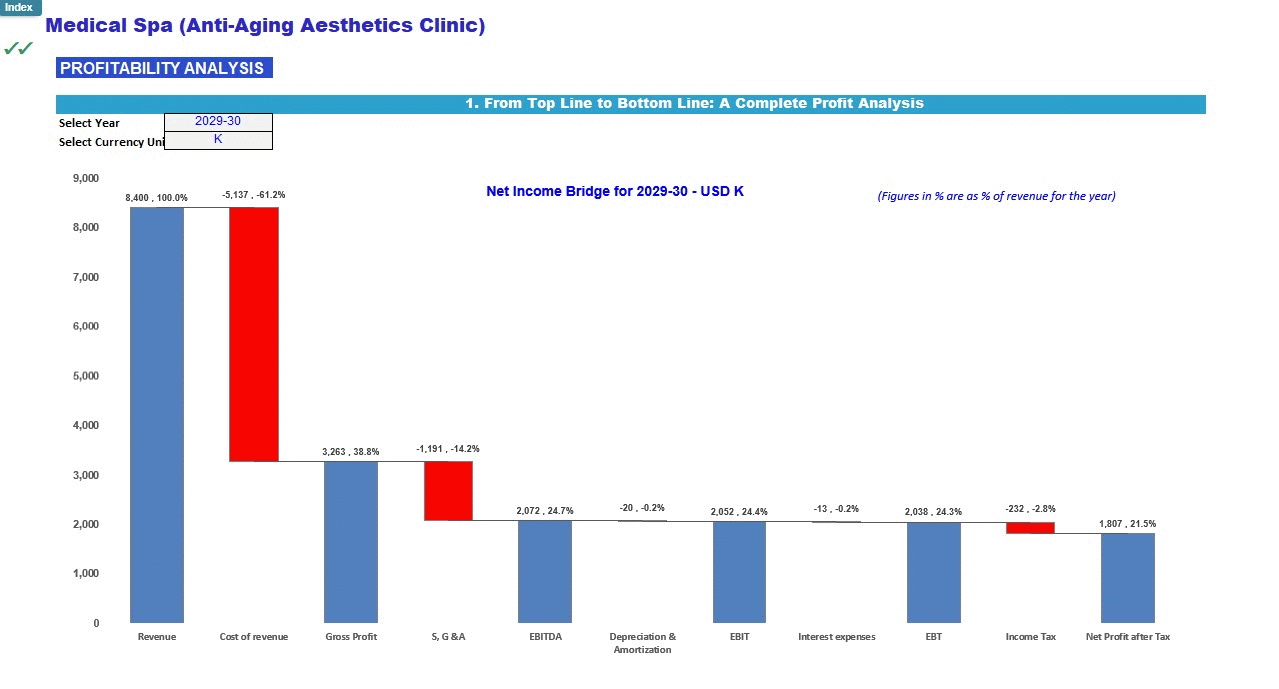 Medical Spa (Anti-Aging Aesthetics Clinic) Financial Model (Excel template (XLSX)) Preview Image
