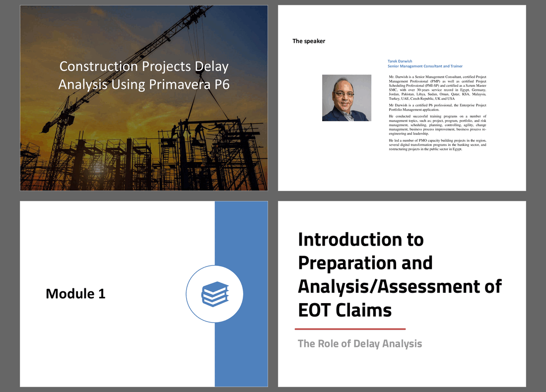 Construction Projects Delay Analysis Using Primavera P6 (53-slide PPT PowerPoint presentation slide deck (PPTX)) Preview Image