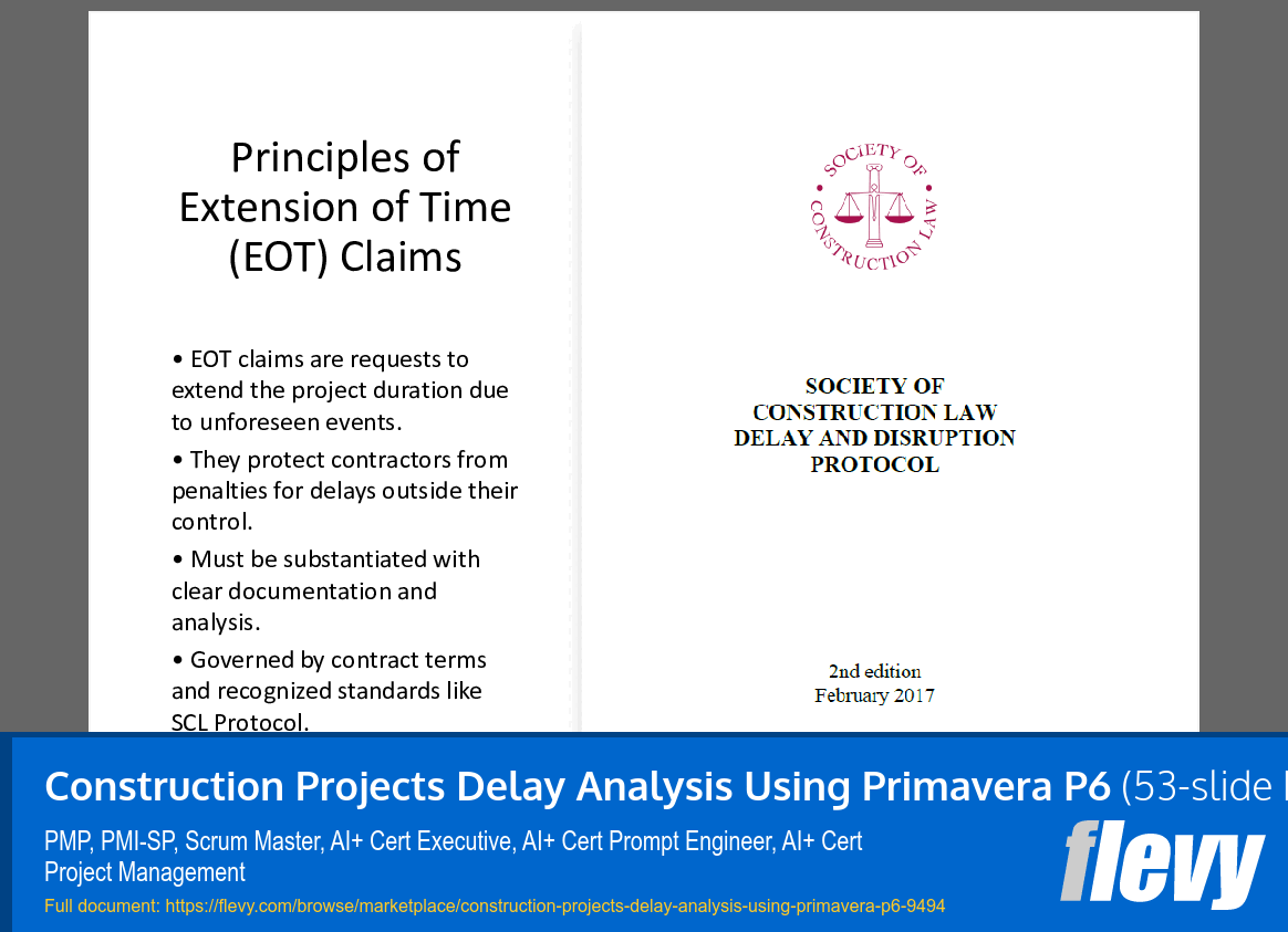 Construction Projects Delay Analysis Using Primavera P6 (53-slide PPT PowerPoint presentation slide deck (PPTX)) Preview Image