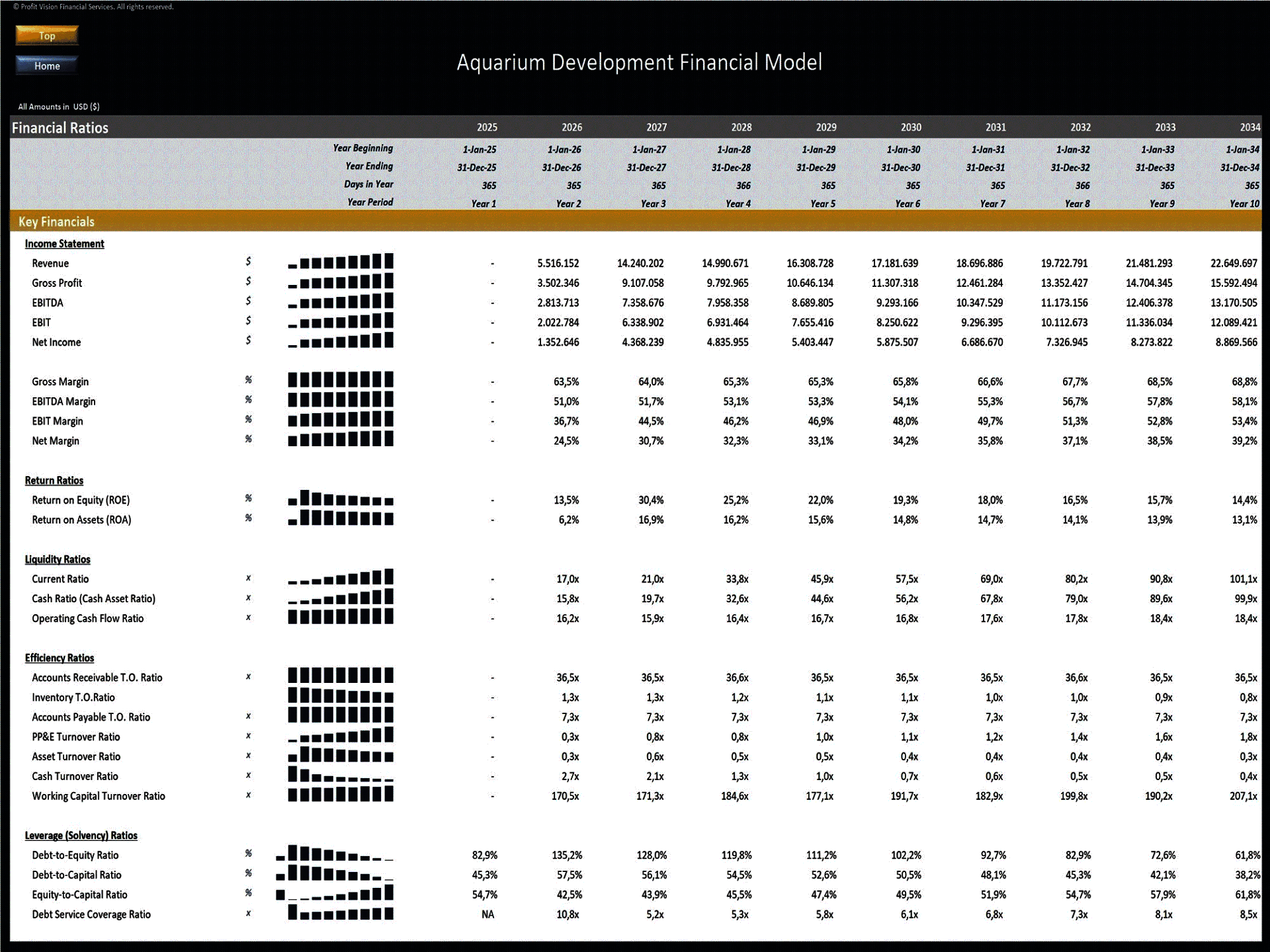 Aquarium Development – 10 Year Financial Model (Excel template (XLSX)) Preview Image