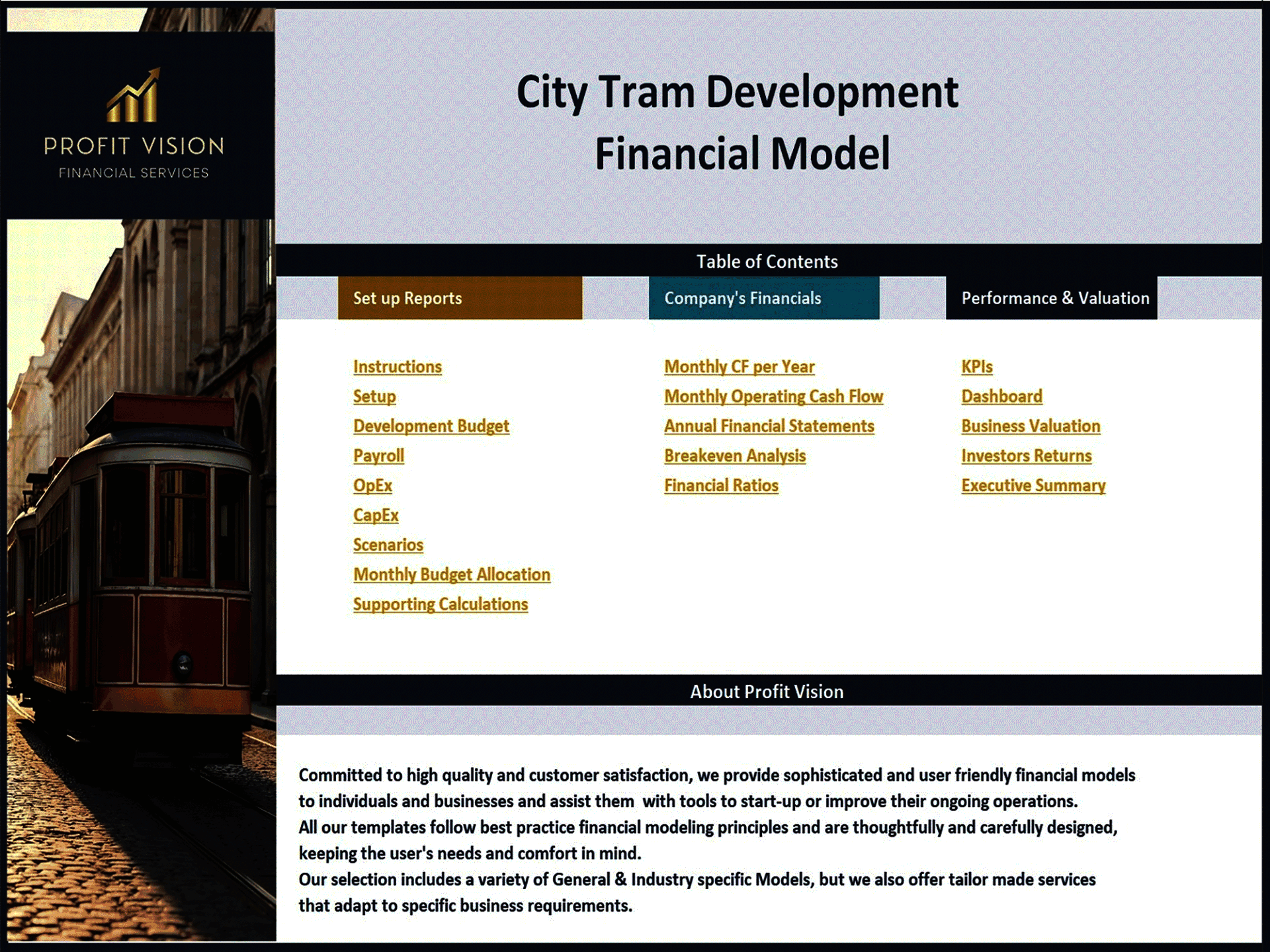 City Tram Development – 10 Year Financial Model (Excel template (XLSX)) Preview Image