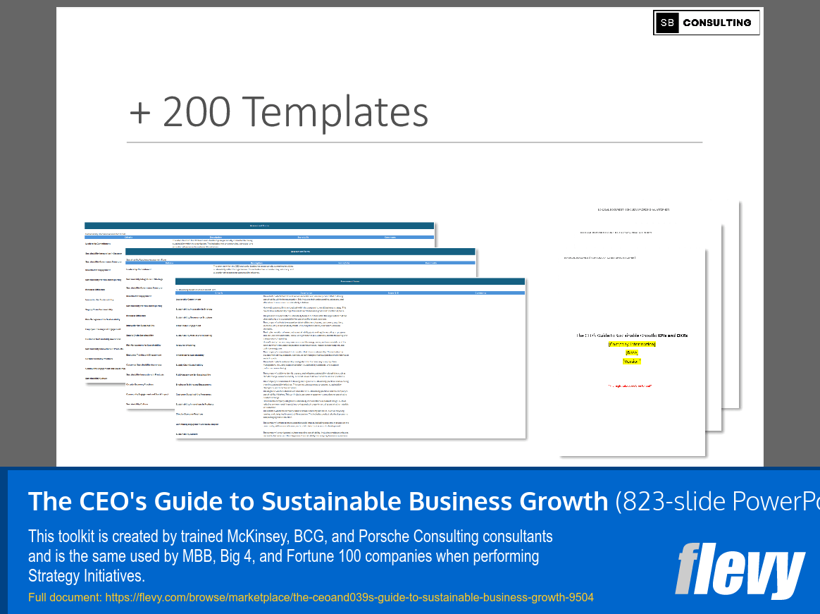 The CEO's Guide to Sustainable Business Growth (823-slide PPT PowerPoint presentation slide deck (PPTX)) Preview Image