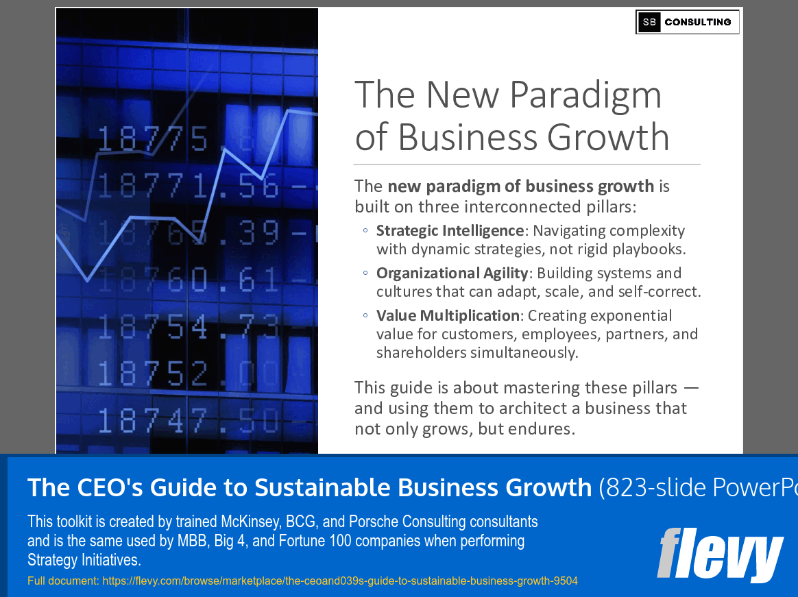 The CEO's Guide to Sustainable Business Growth (823-slide PPT PowerPoint presentation slide deck (PPTX)) Preview Image