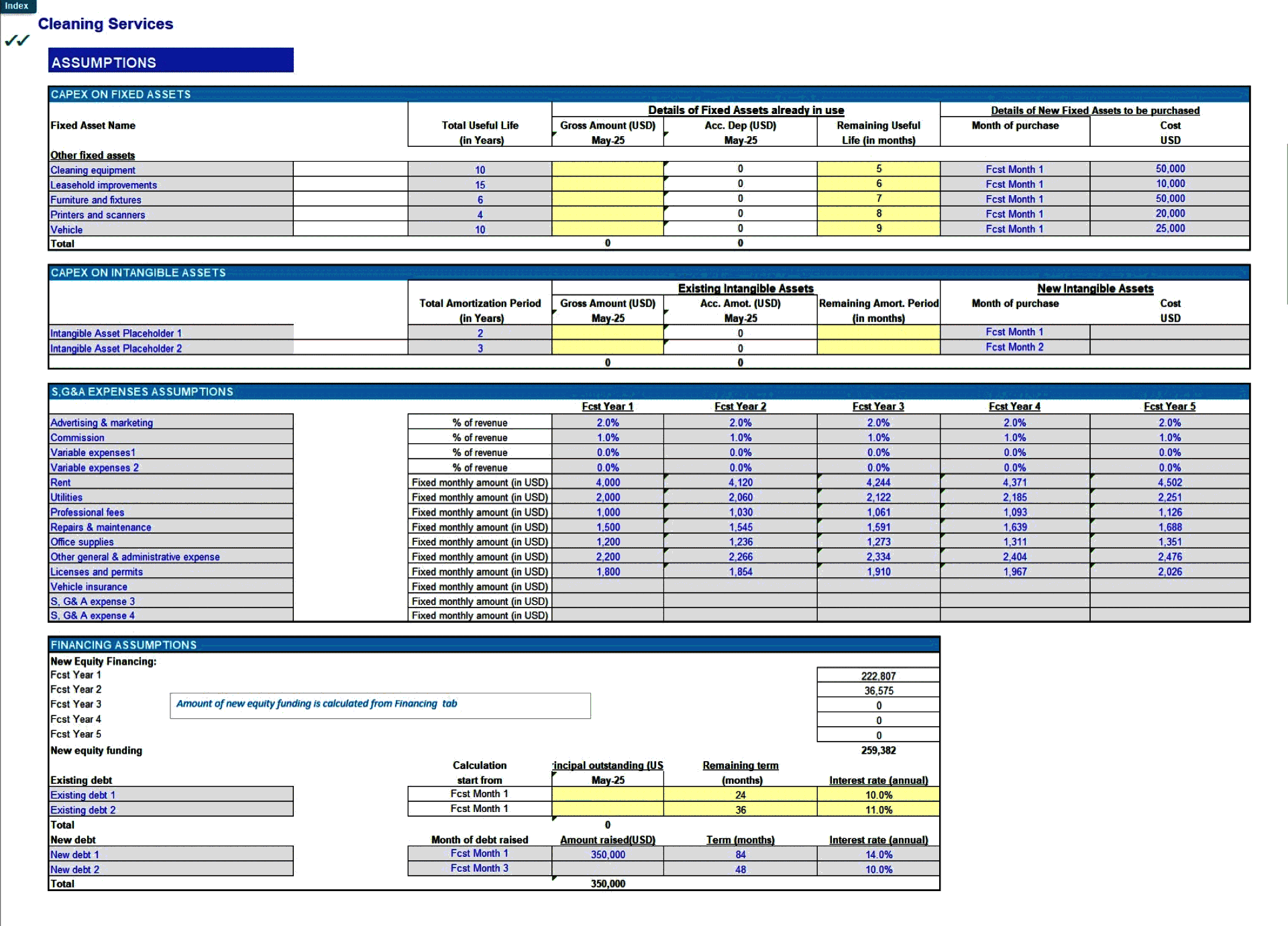 Cleaning Services (Janitorial Services) Financial Model (Excel template (XLSX)) Preview Image