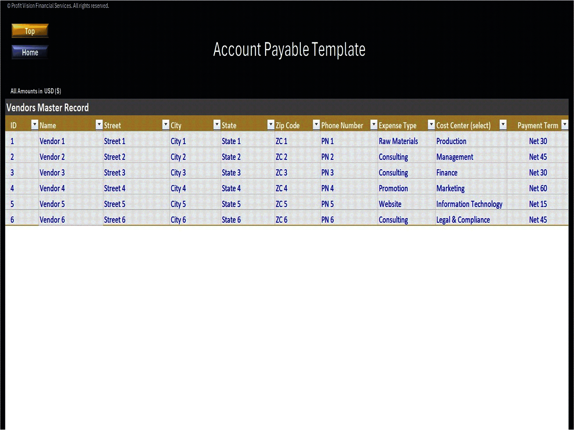 Accounts Payable Template (Excel template (XLSX)) Preview Image