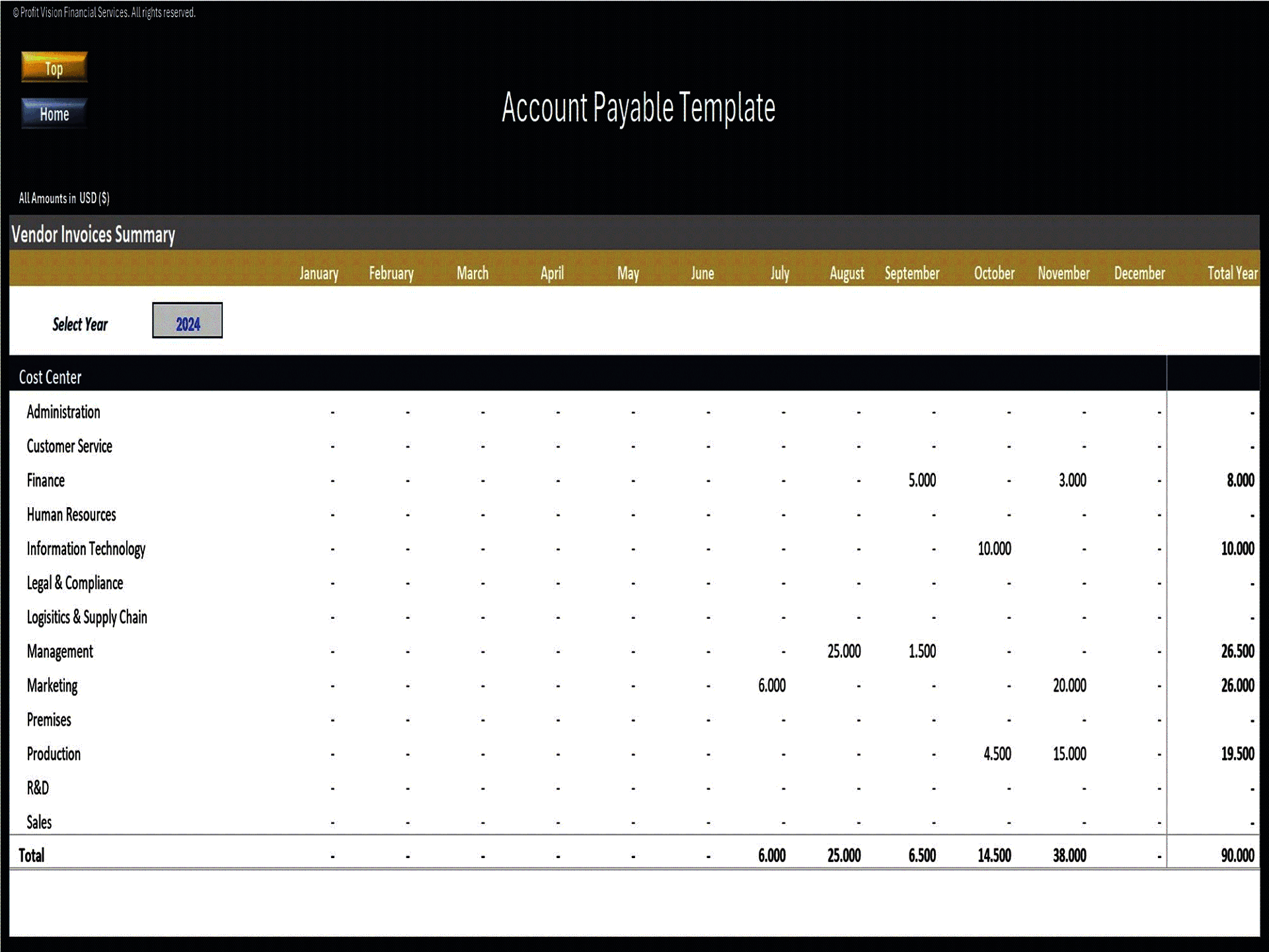 Accounts Payable Template (Excel template (XLSX)) Preview Image