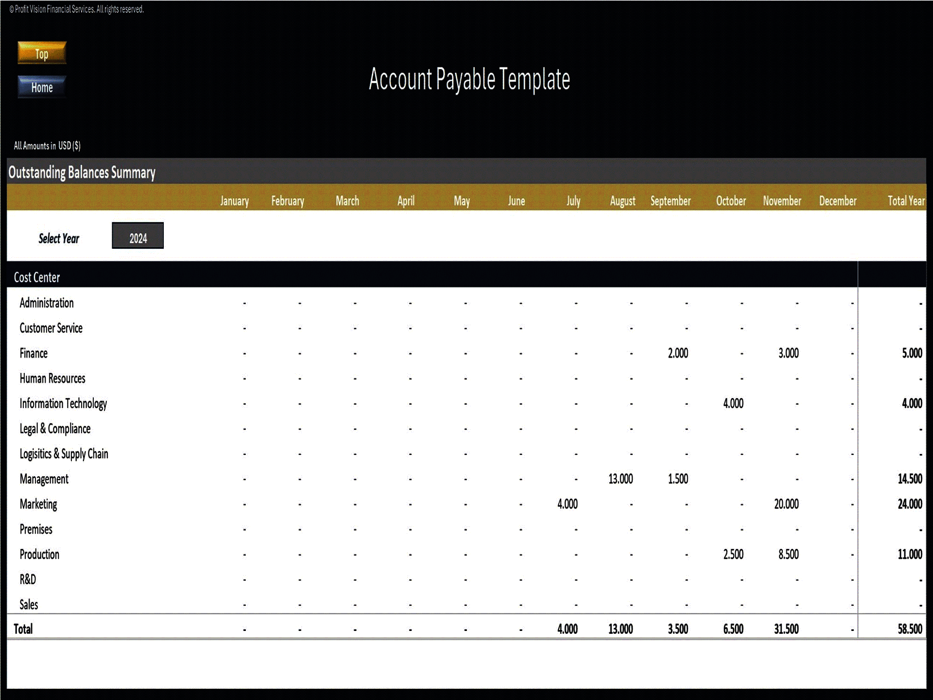 Accounts Payable Template (Excel template (XLSX)) Preview Image
