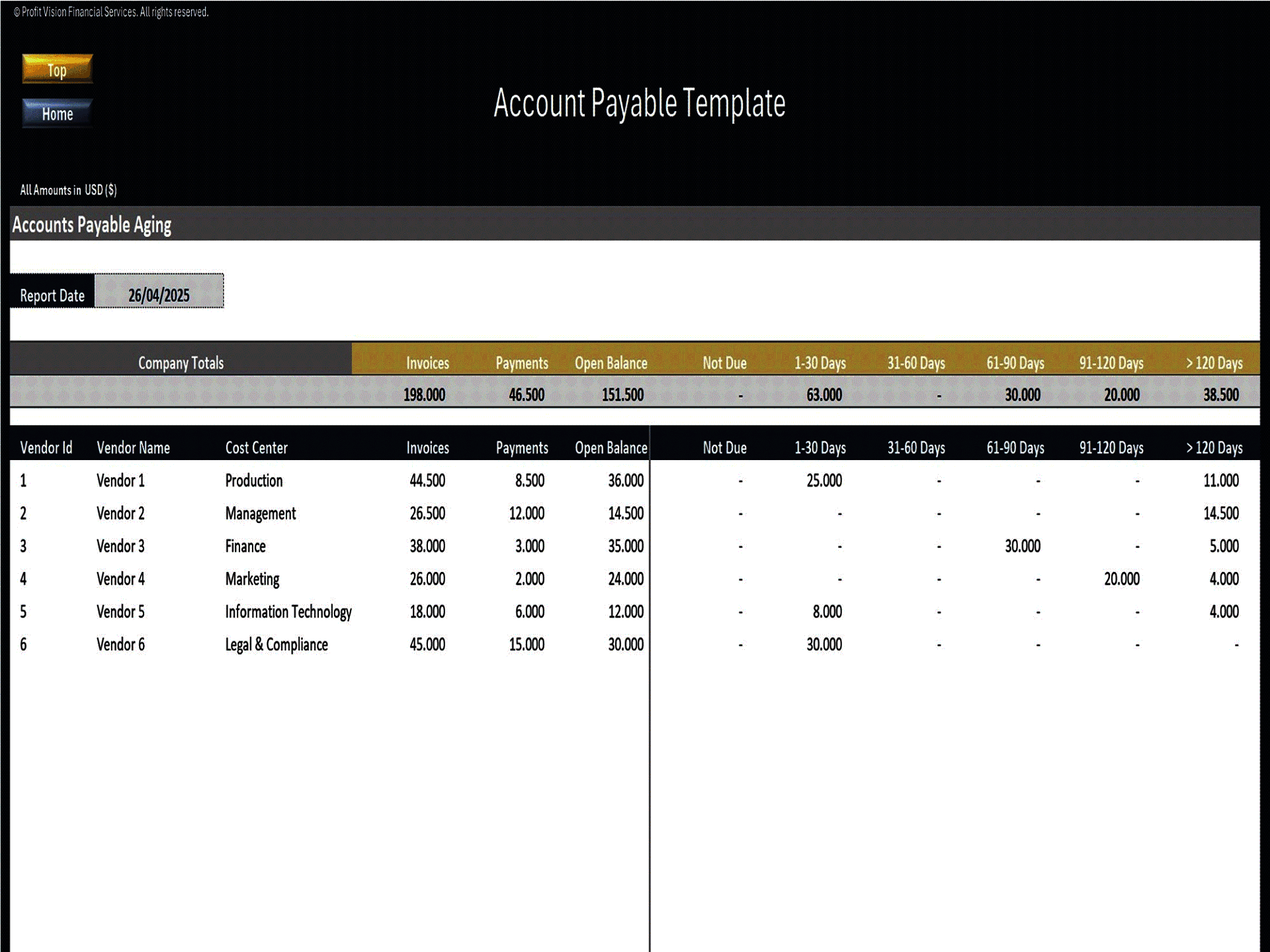 Accounts Payable Template (Excel template (XLSX)) Preview Image