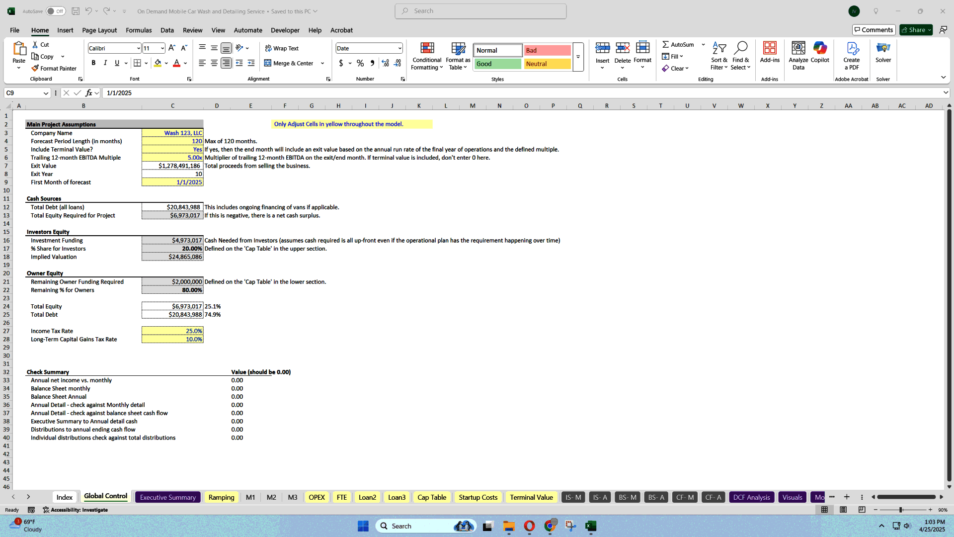 Mobile Car Cleaning Startup Financial Model (Excel template (XLSX)) Preview Image