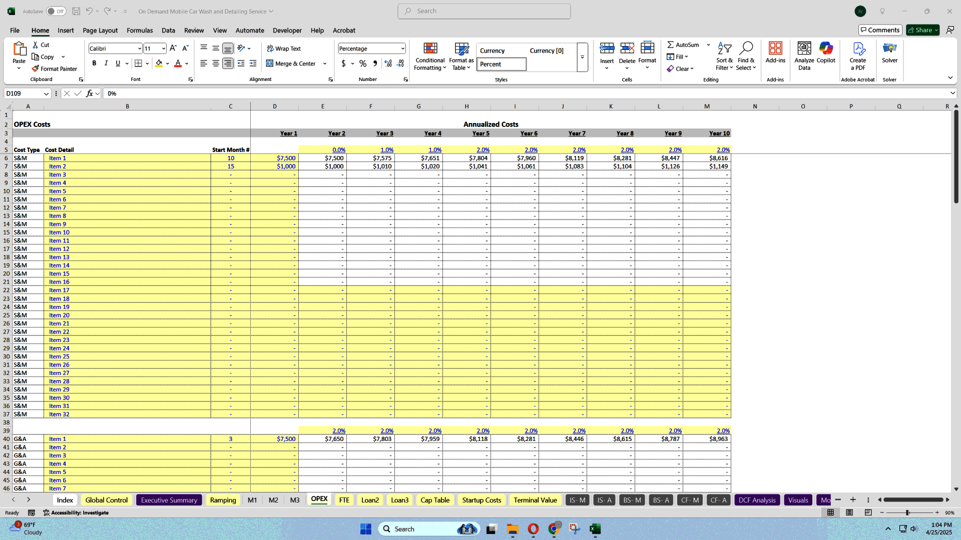 Mobile Car Cleaning Startup Financial Model (Excel template (XLSX)) Preview Image