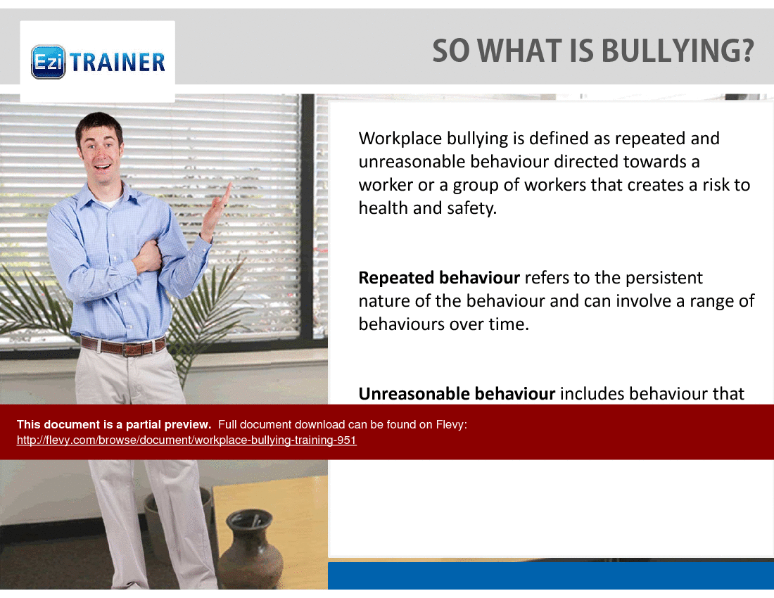 This is a partial preview of Workplace Bullying Training. Full document is 15 slides. 