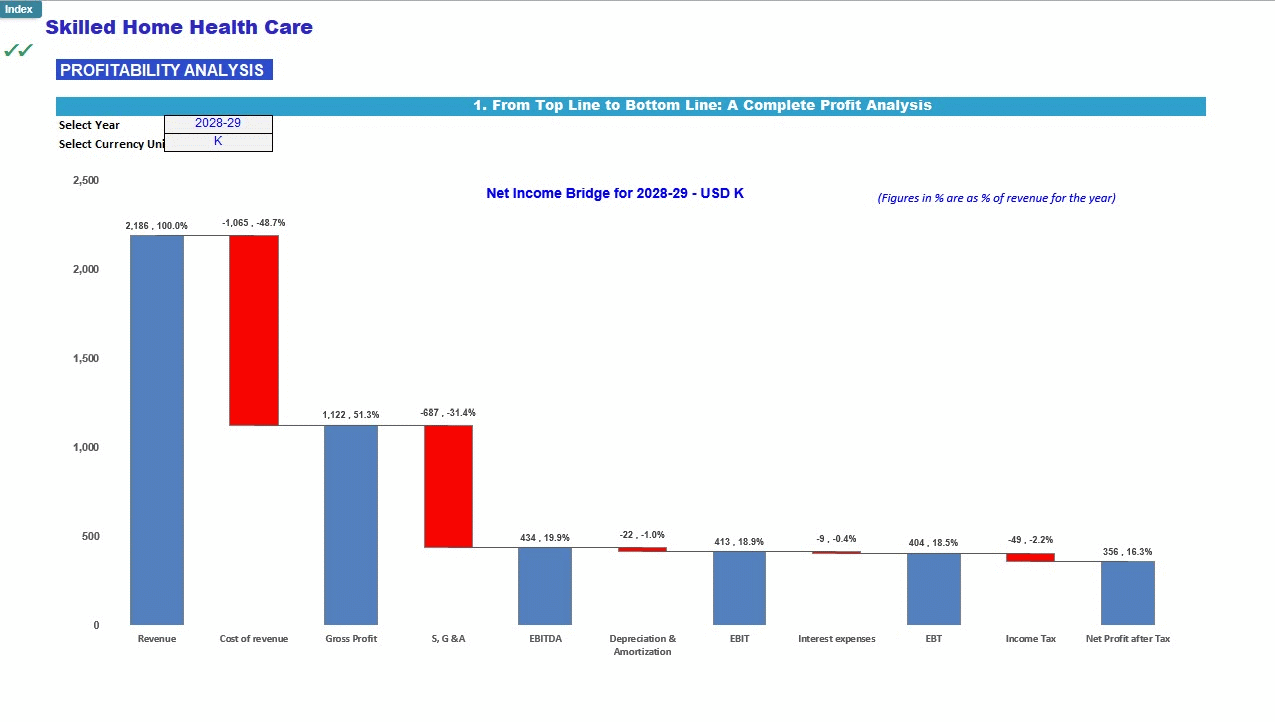 Skilled Home Health Care Business Financial Forecast Model (Excel template (XLSX)) Preview Image