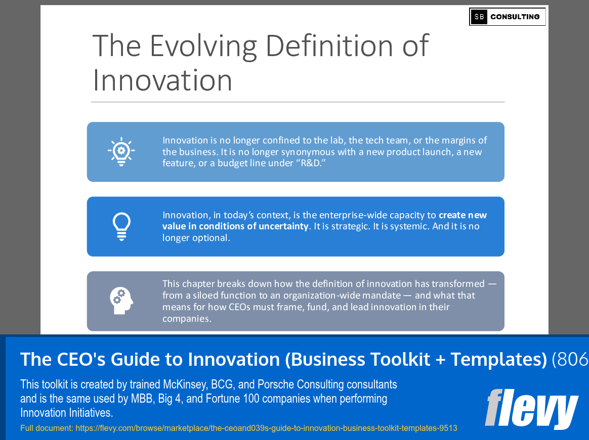 The CEO's Guide to Innovation (Business Toolkit + Templates) (806-slide PPT PowerPoint presentation slide deck (PPTX)) Preview Image