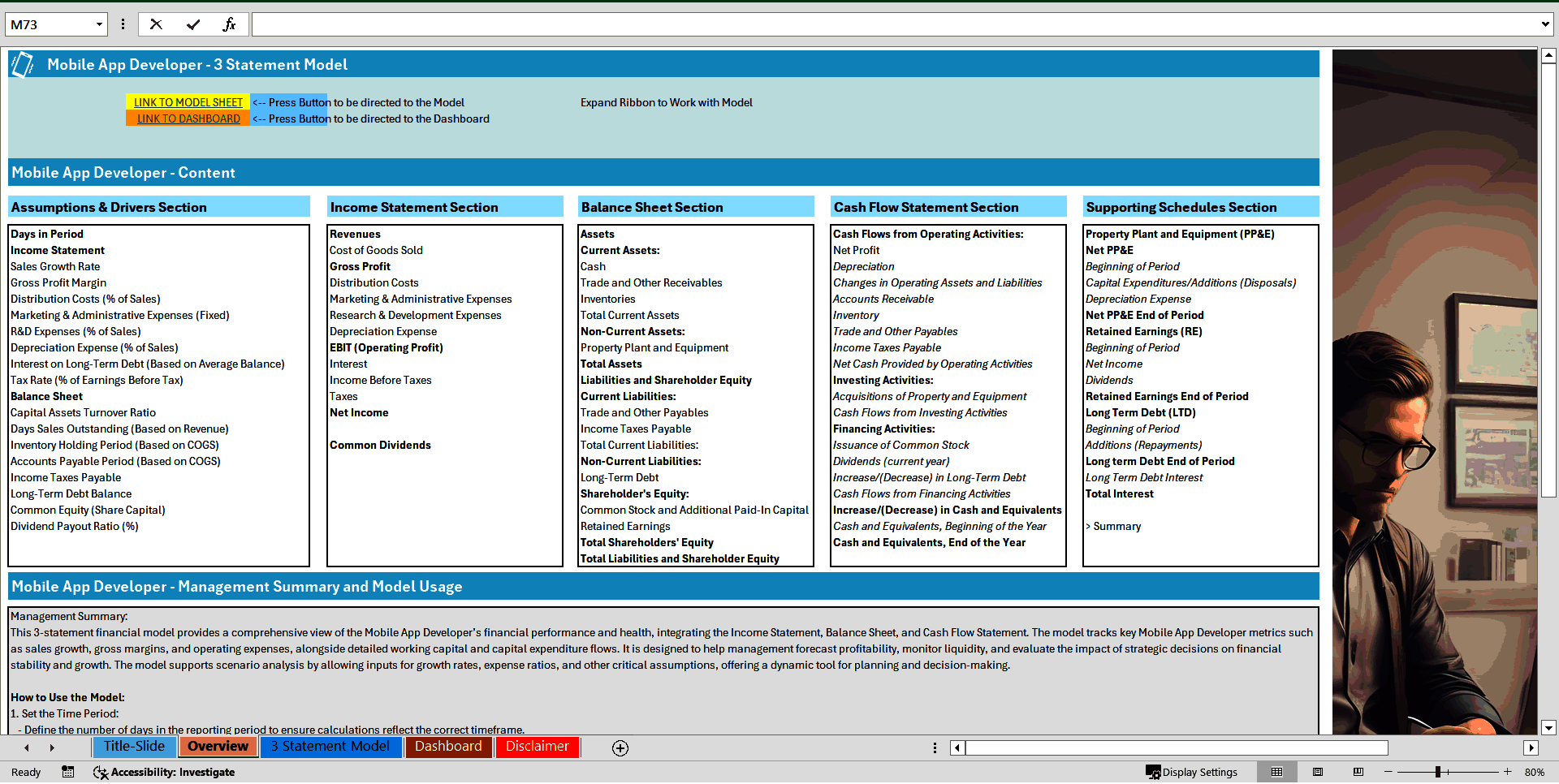 Mobile App Development Business 3 Statement Financial Model (Excel template (XLSX)) Preview Image
