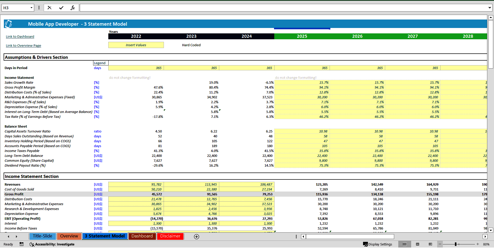 Mobile App Development Business 3 Statement Financial Model (Excel template (XLSX)) Preview Image