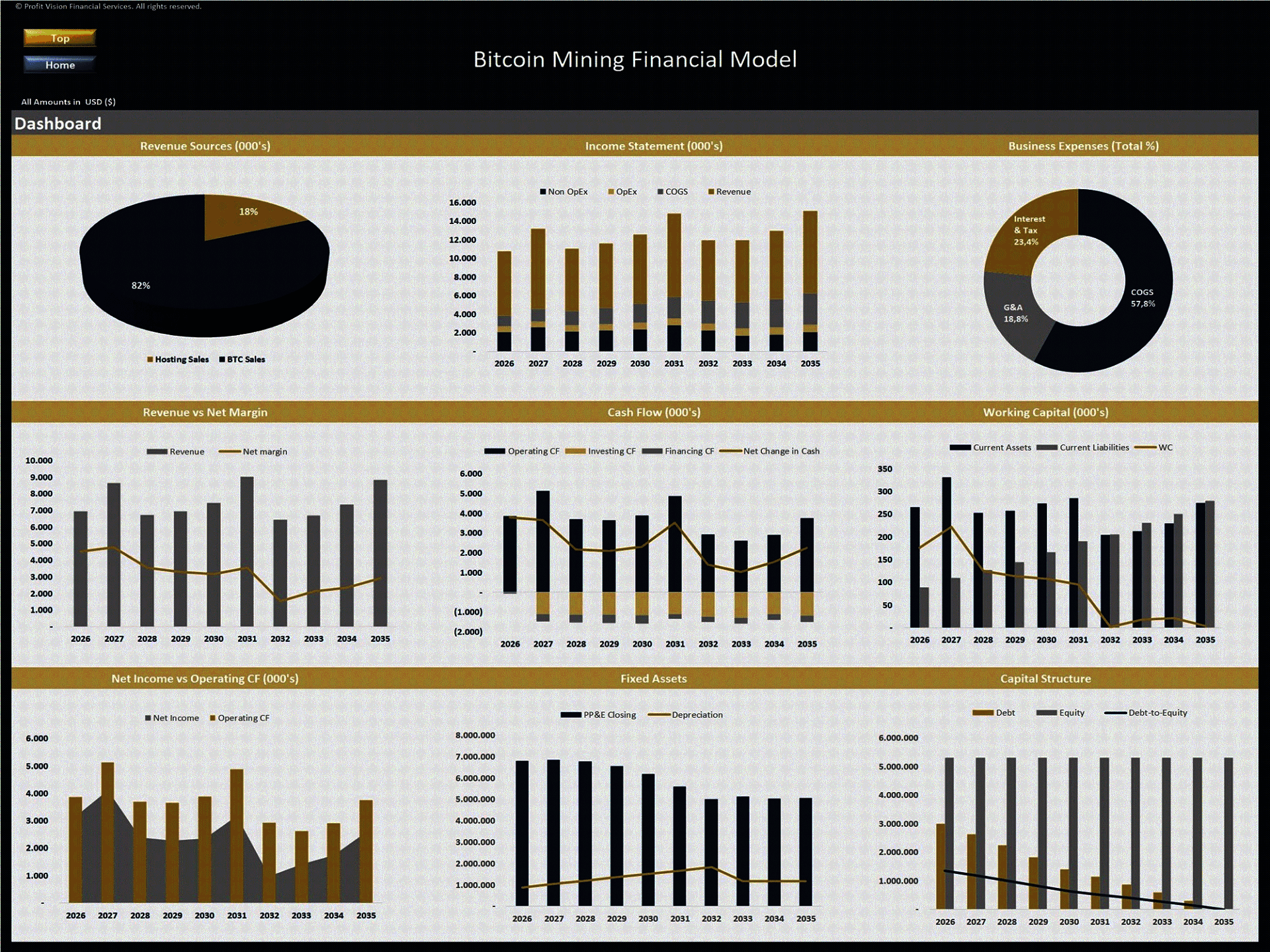 Bitcoin Mining Farm – 10 Year Financial Model (Excel template (XLSX)) Preview Image