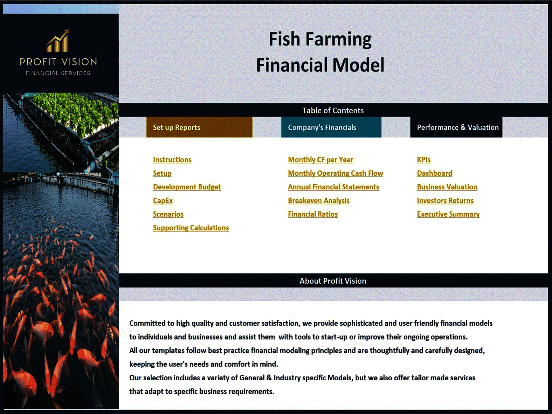 Fish Farm – 10 Year Financial Model (Excel template (XLSX)) Preview Image