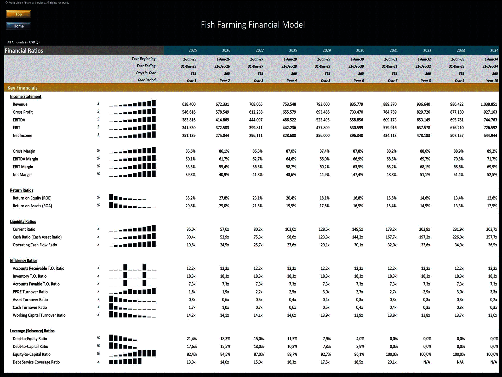 Fish Farm – 10 Year Financial Model (Excel template (XLSX)) Preview Image