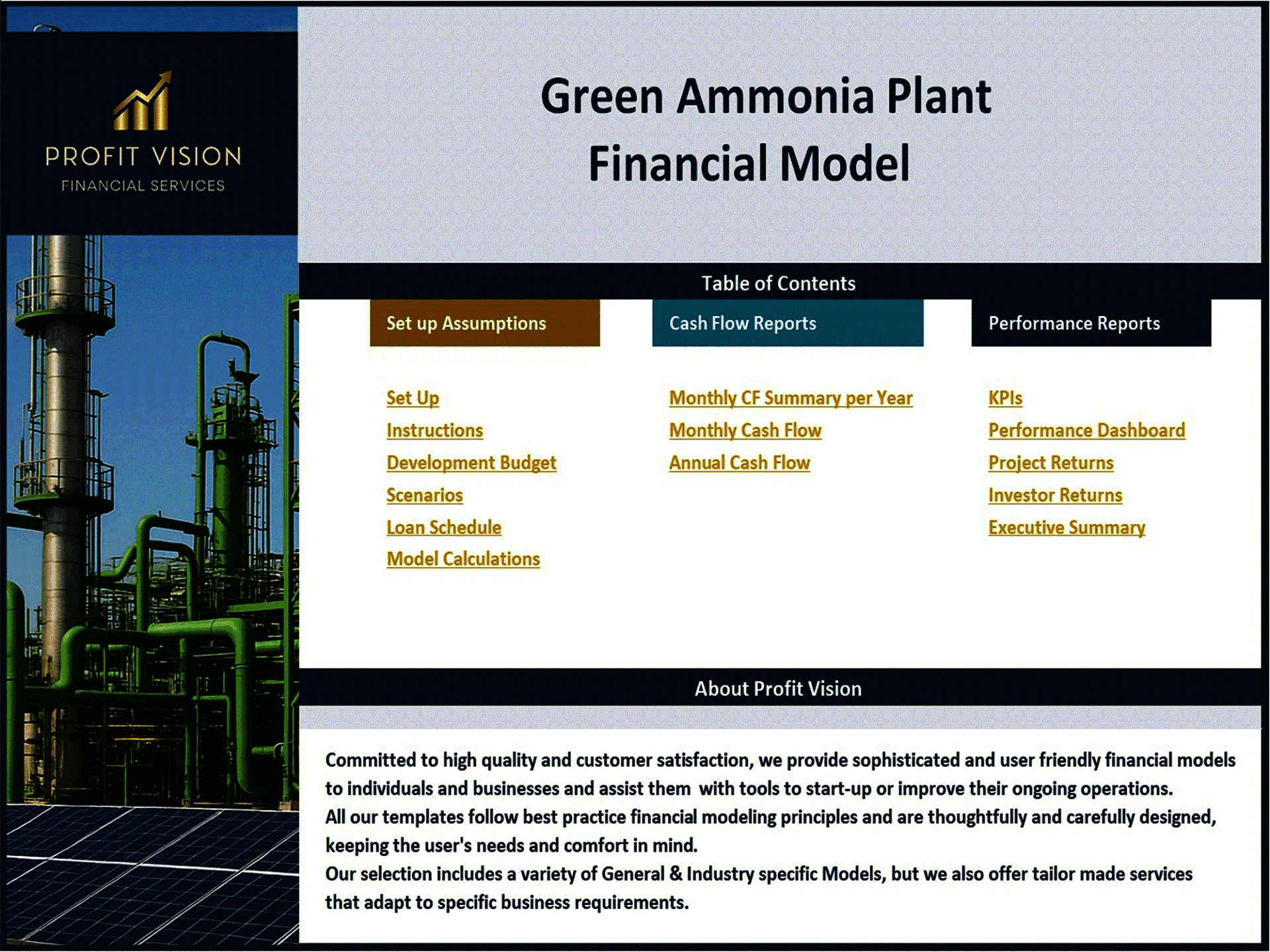 Green Ammonia Plant – Project Finance Model (Excel template (XLSX)) Preview Image