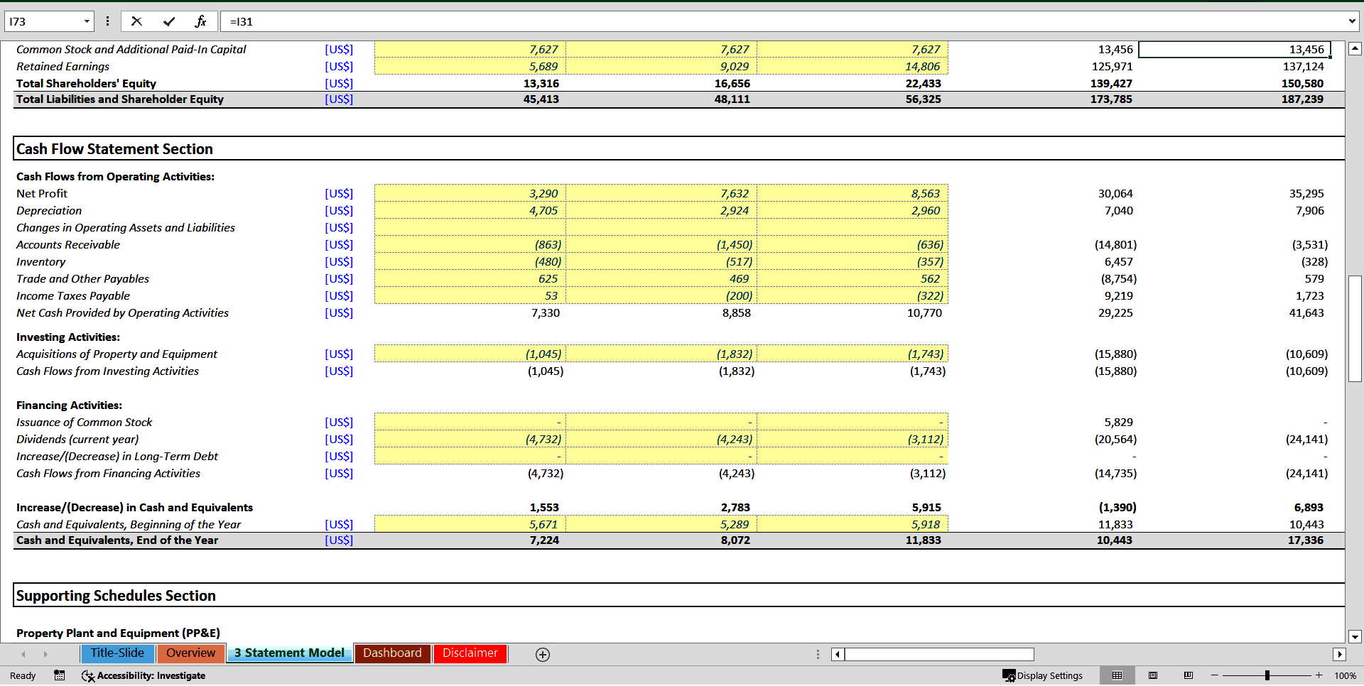 Startup Company 3 Statement Financial Model (Excel template (XLSX)) Preview Image