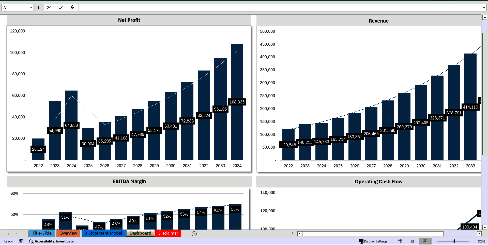 Startup Company 3 Statement Financial Model (Excel template (XLSX)) Preview Image