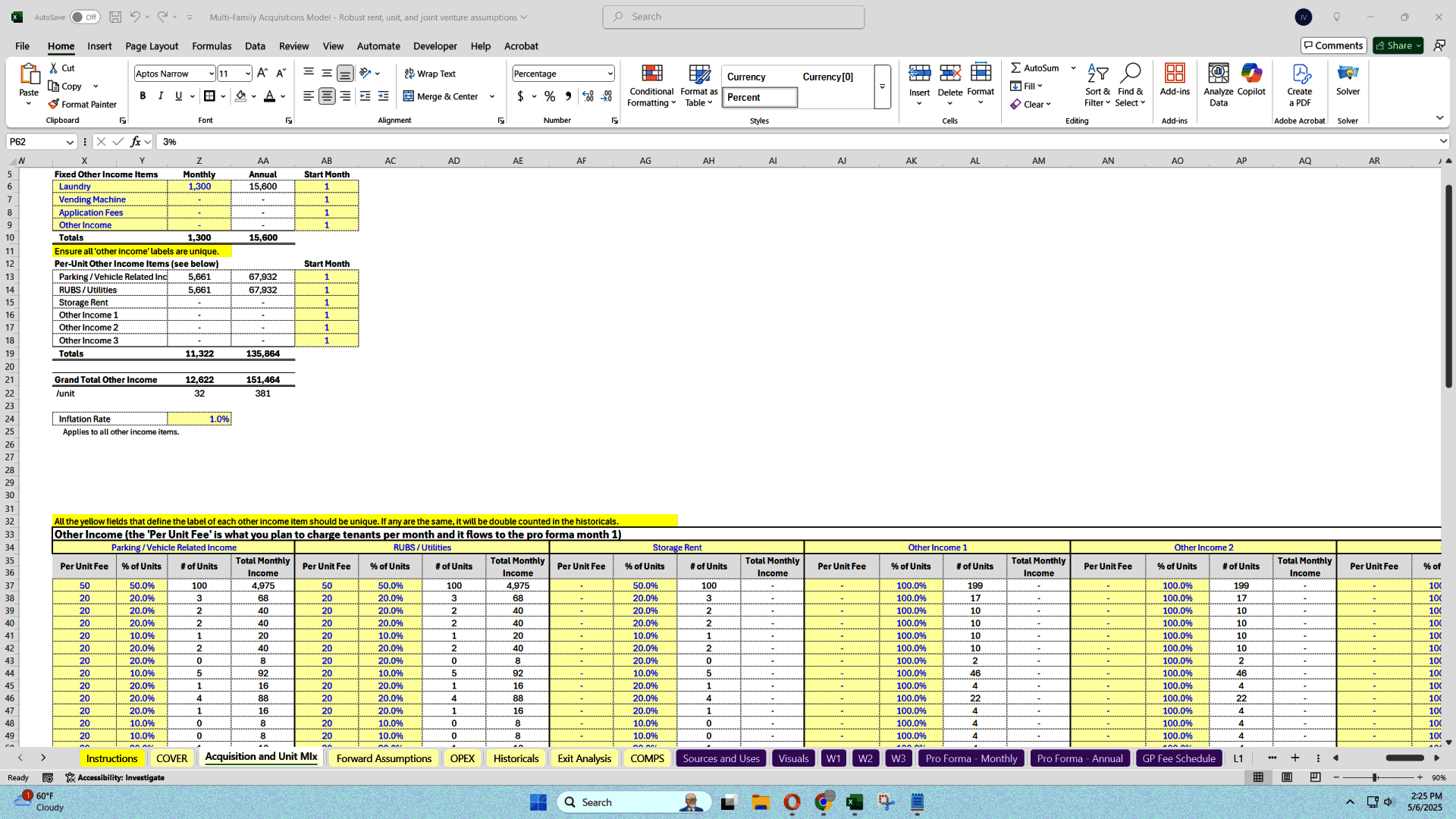 Multi-family Acquisitions Model - Includes Waterfall (Excel template (XLSX)) Preview Image