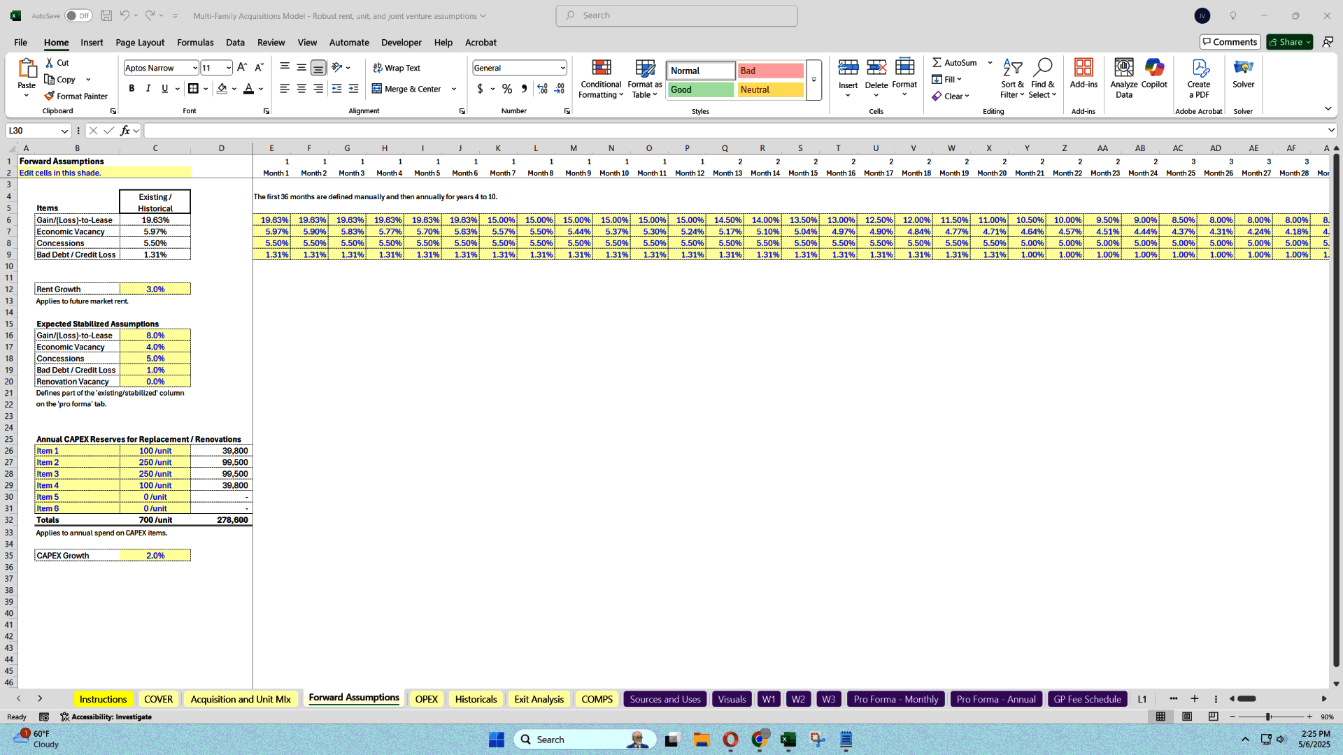 Multi-family Acquisitions Model - Includes Waterfall (Excel template (XLSX)) Preview Image